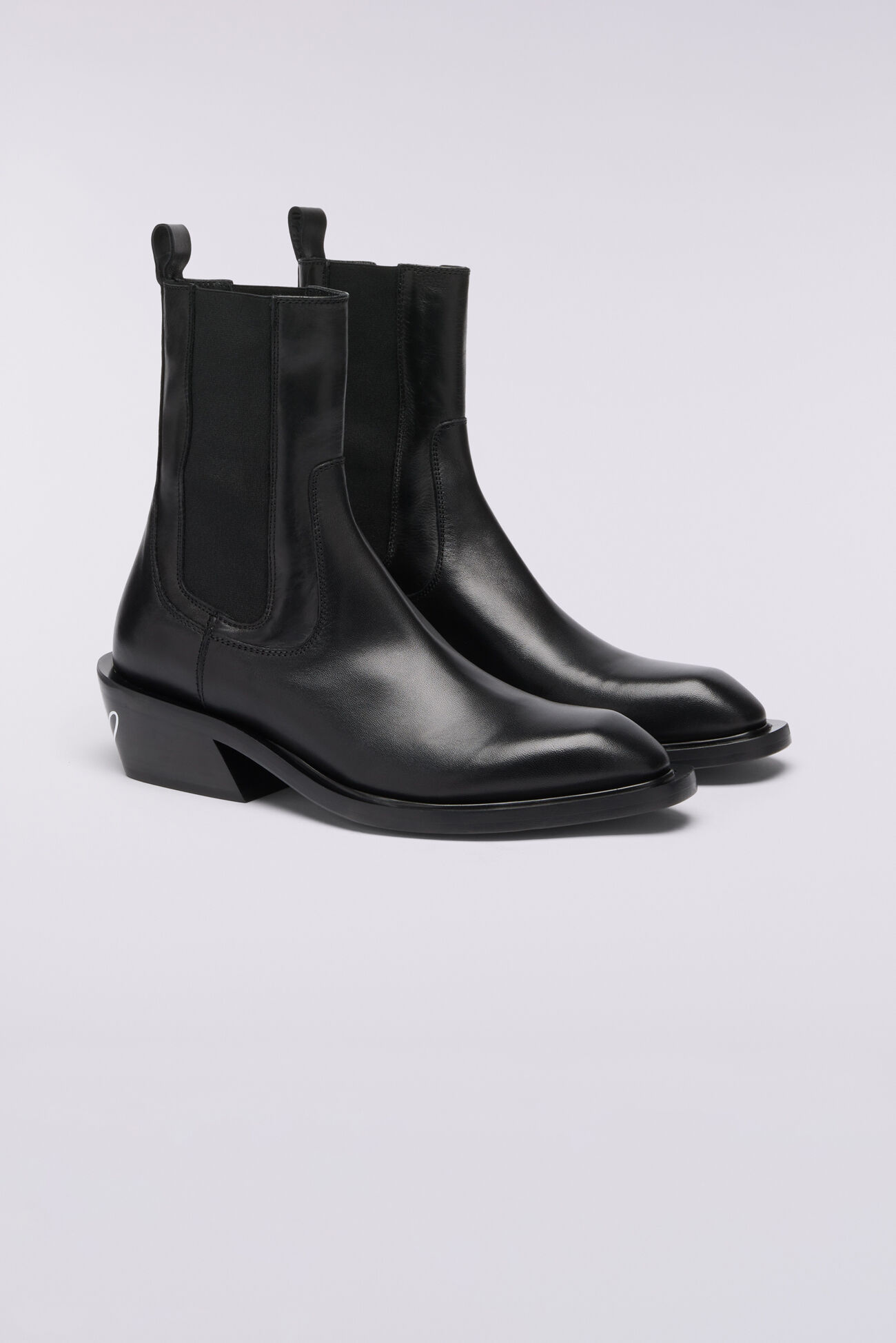 Women's Heart Leather Boots Black