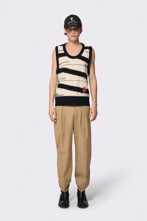 Embroidered Chino Trousers Beige