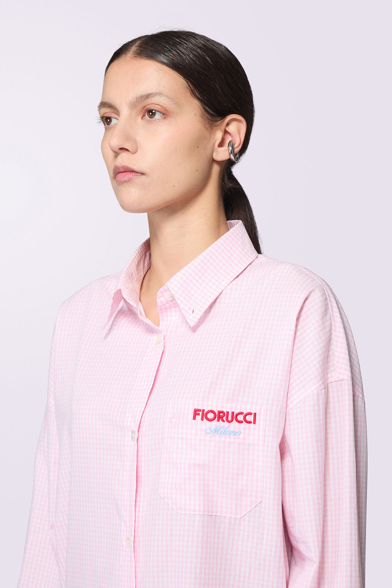 Gingham Midi Shirt Dress Pink