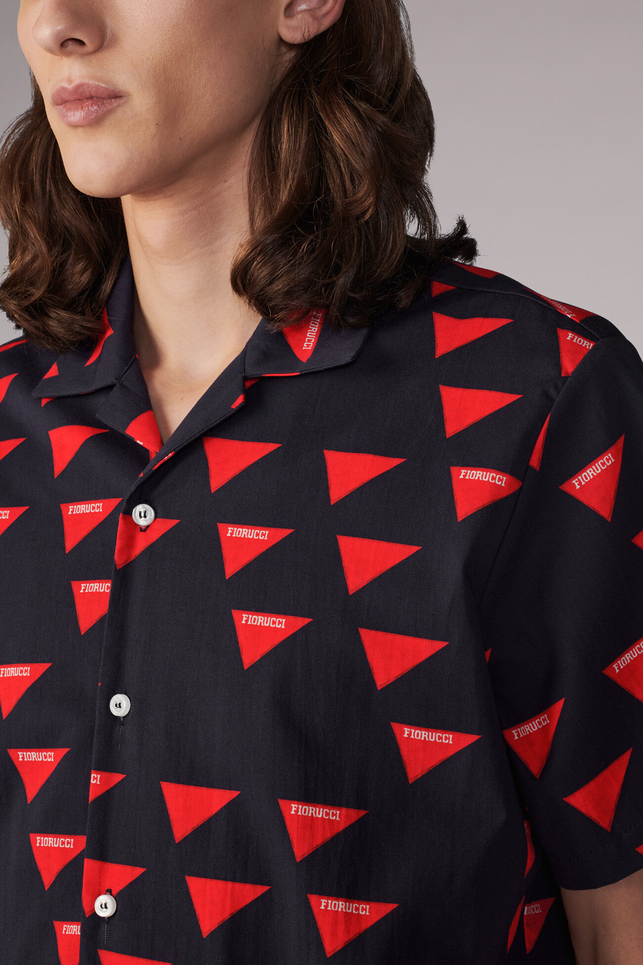 Logo Flag Bowling Shirt Navy