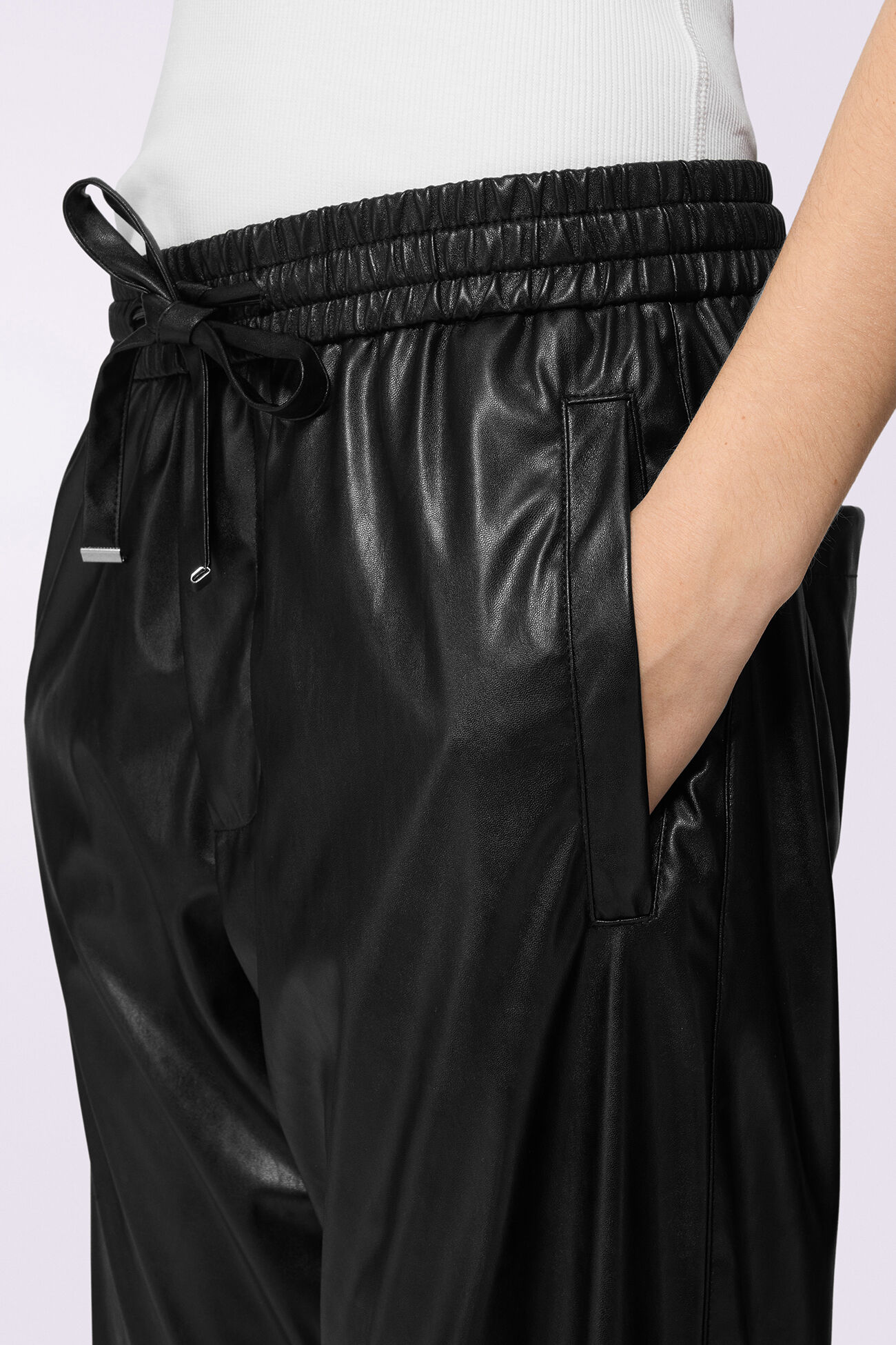 Unisex Faux Leather Joggers Black