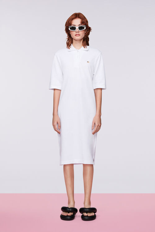 Angels Patch Midi Polo Dress White