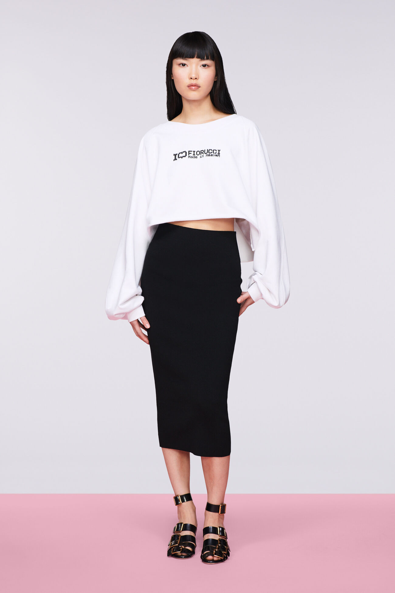 Heart Knit Midi Skirt Black