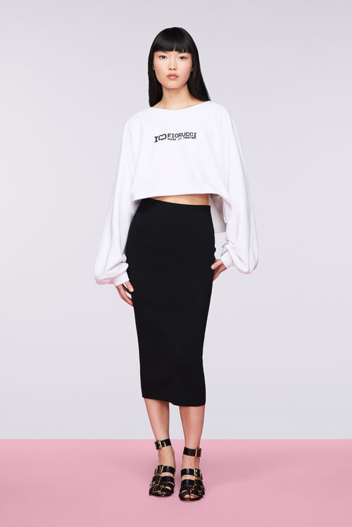 Heart Knit Midi Skirt Black