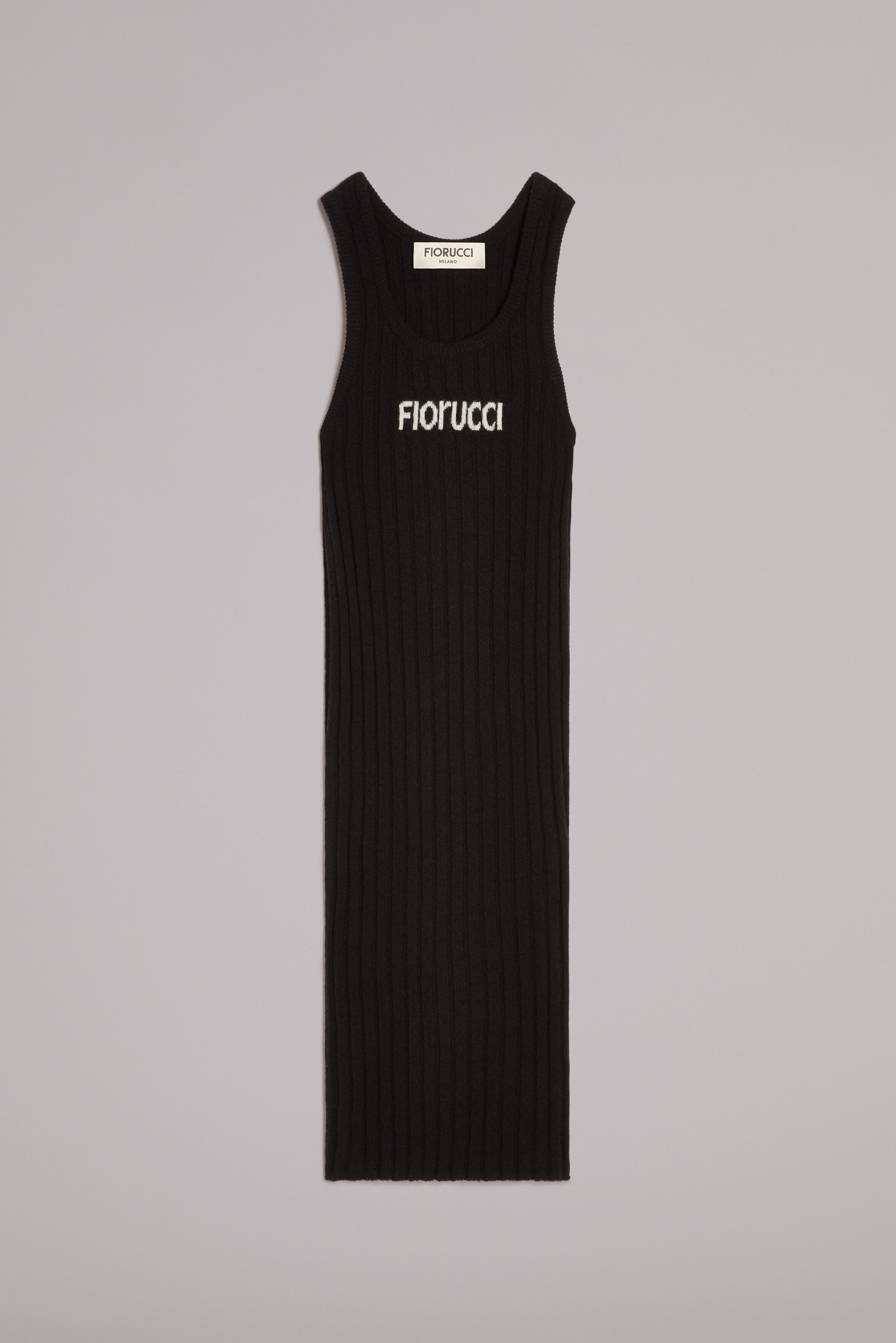 Logo Knit Midi Dress Black