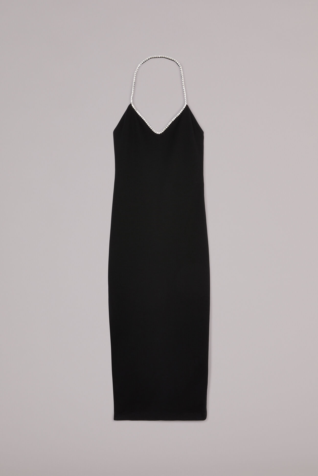 Embellished Neckline Midi Dress Black