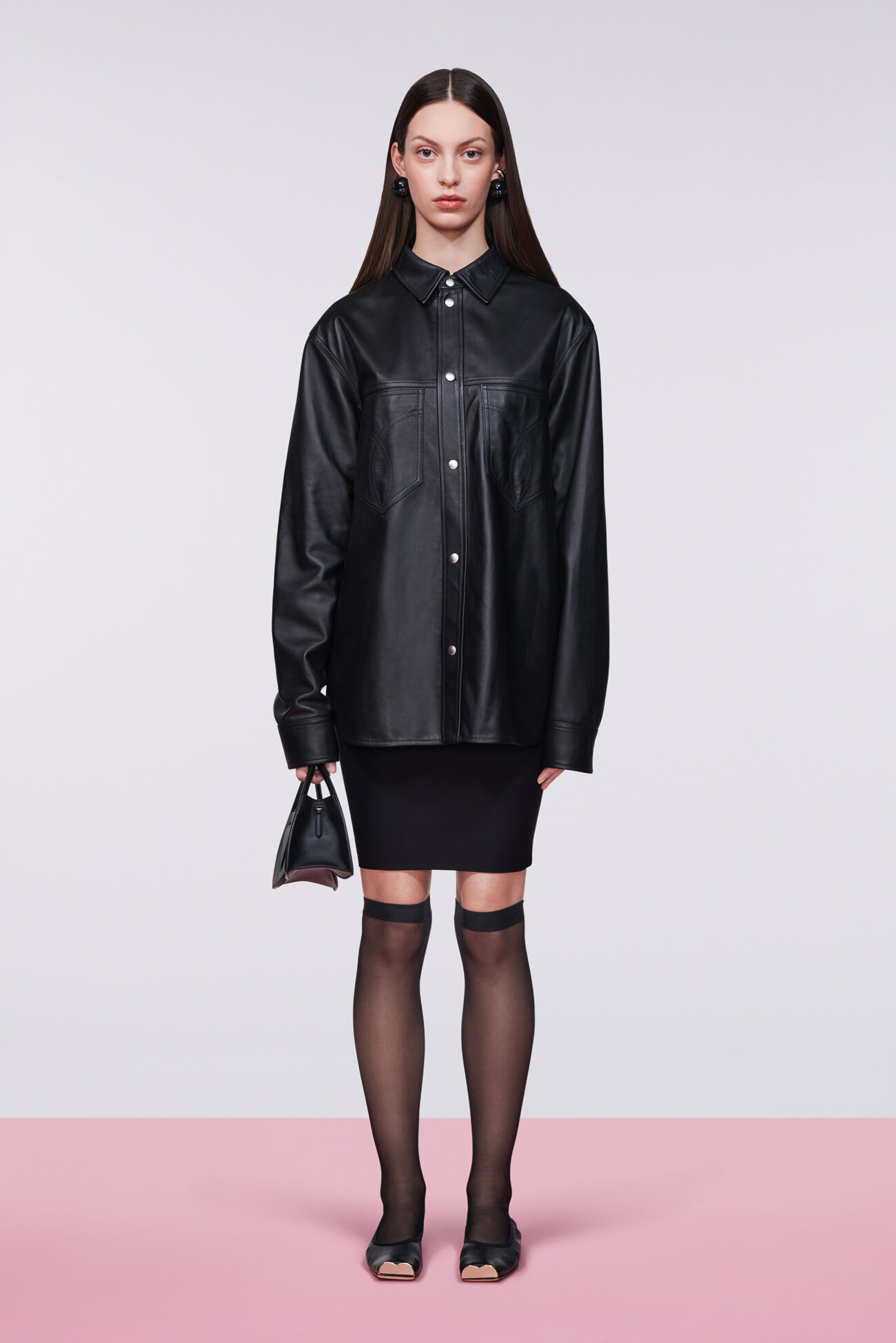 Unisex Fringe Leather Shirt Black