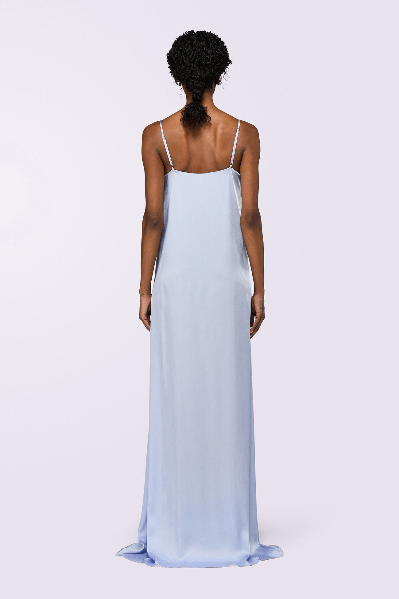 Embroidered Slip Maxi Dress Blue