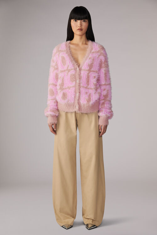 Monogram Logo Knit Cardigan Pink