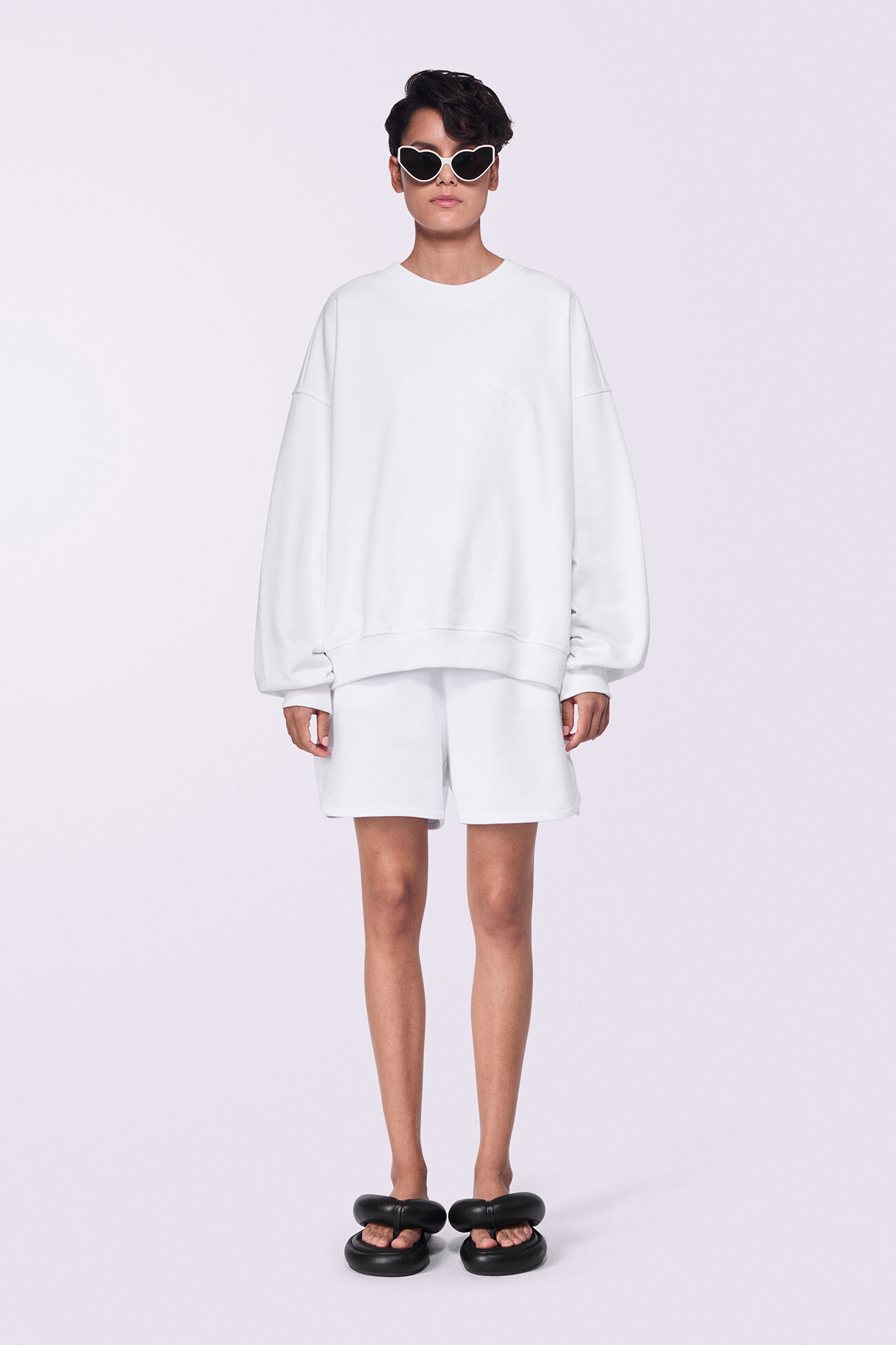 Unisex Embroidered Shorts White