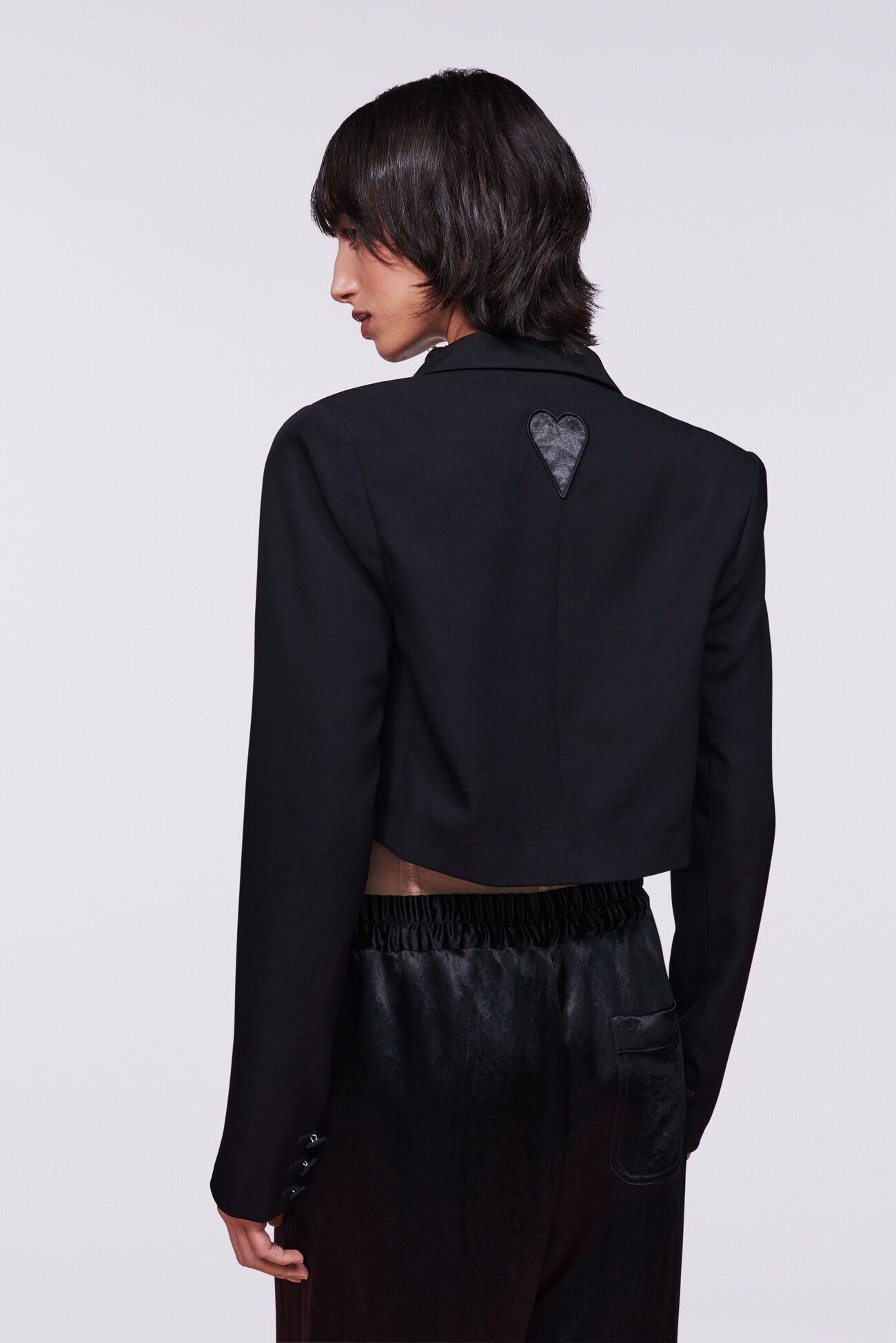 Crop Patch Blazer Black