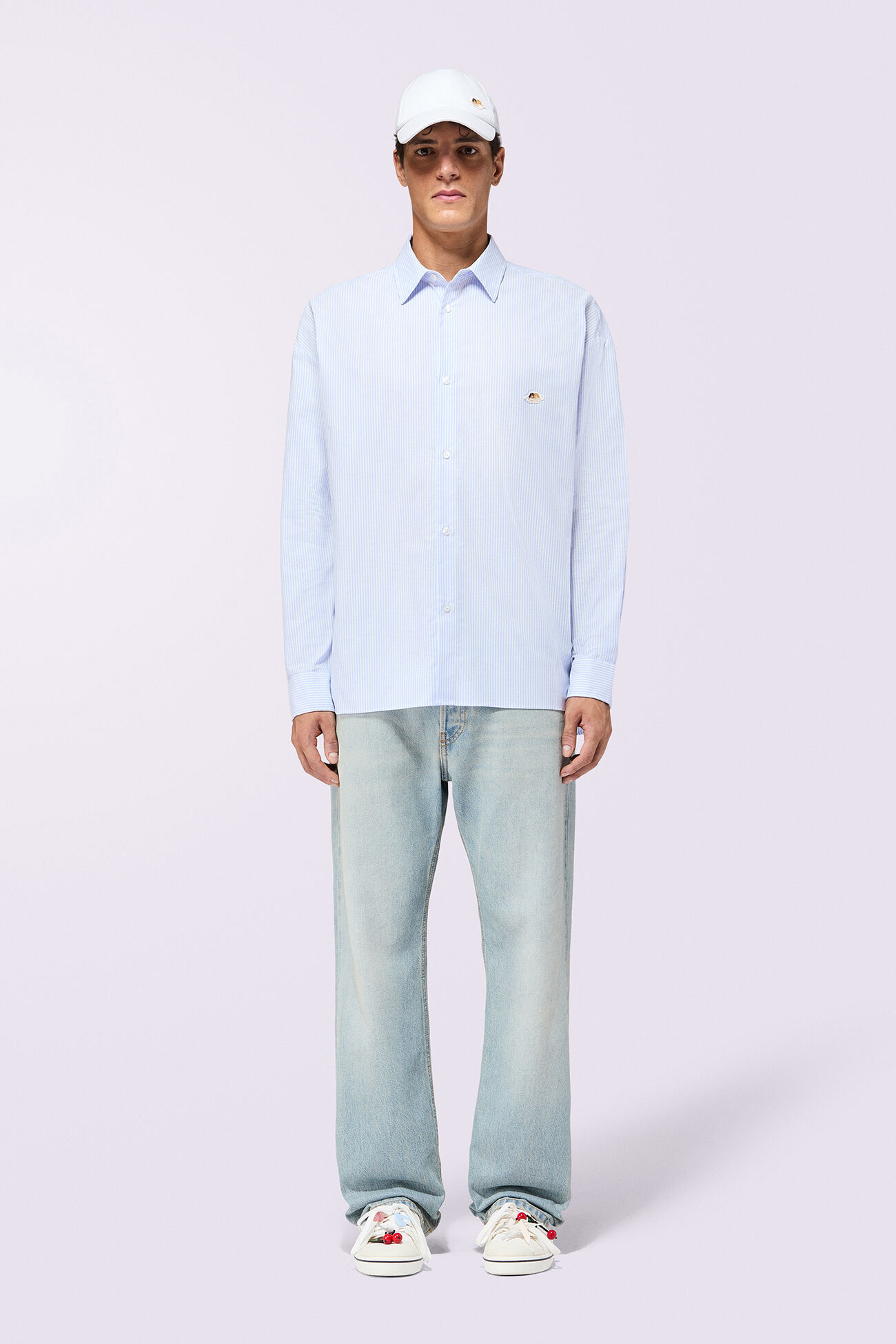 Angels Patch Stripe Shirt Blue