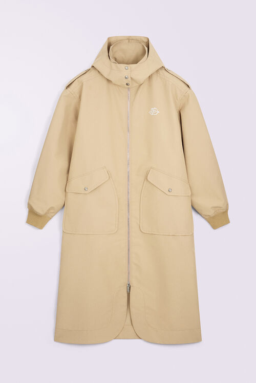 Unisex Hooded Nylon Parka Beige