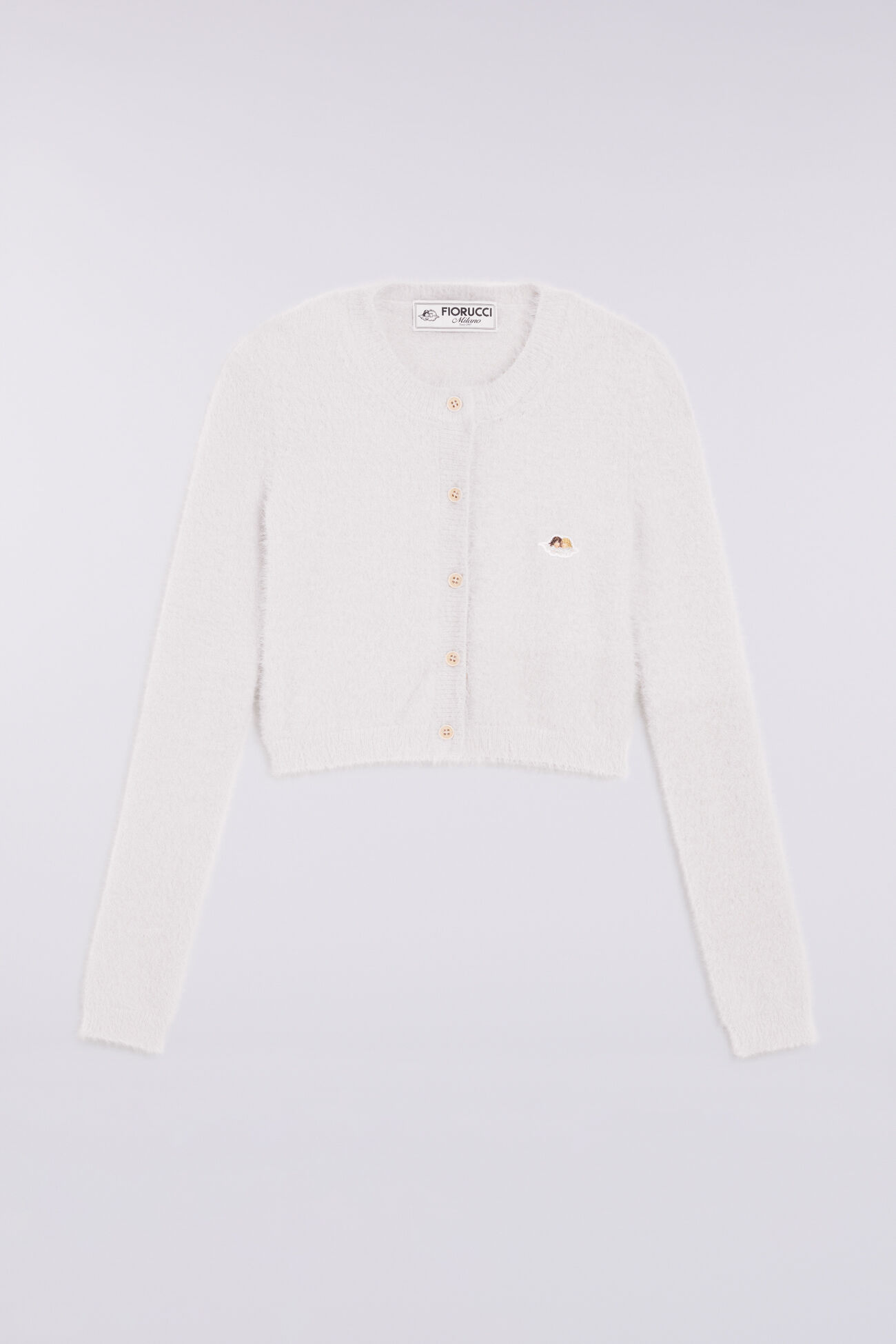 Angels Patch Crop Cardigan White