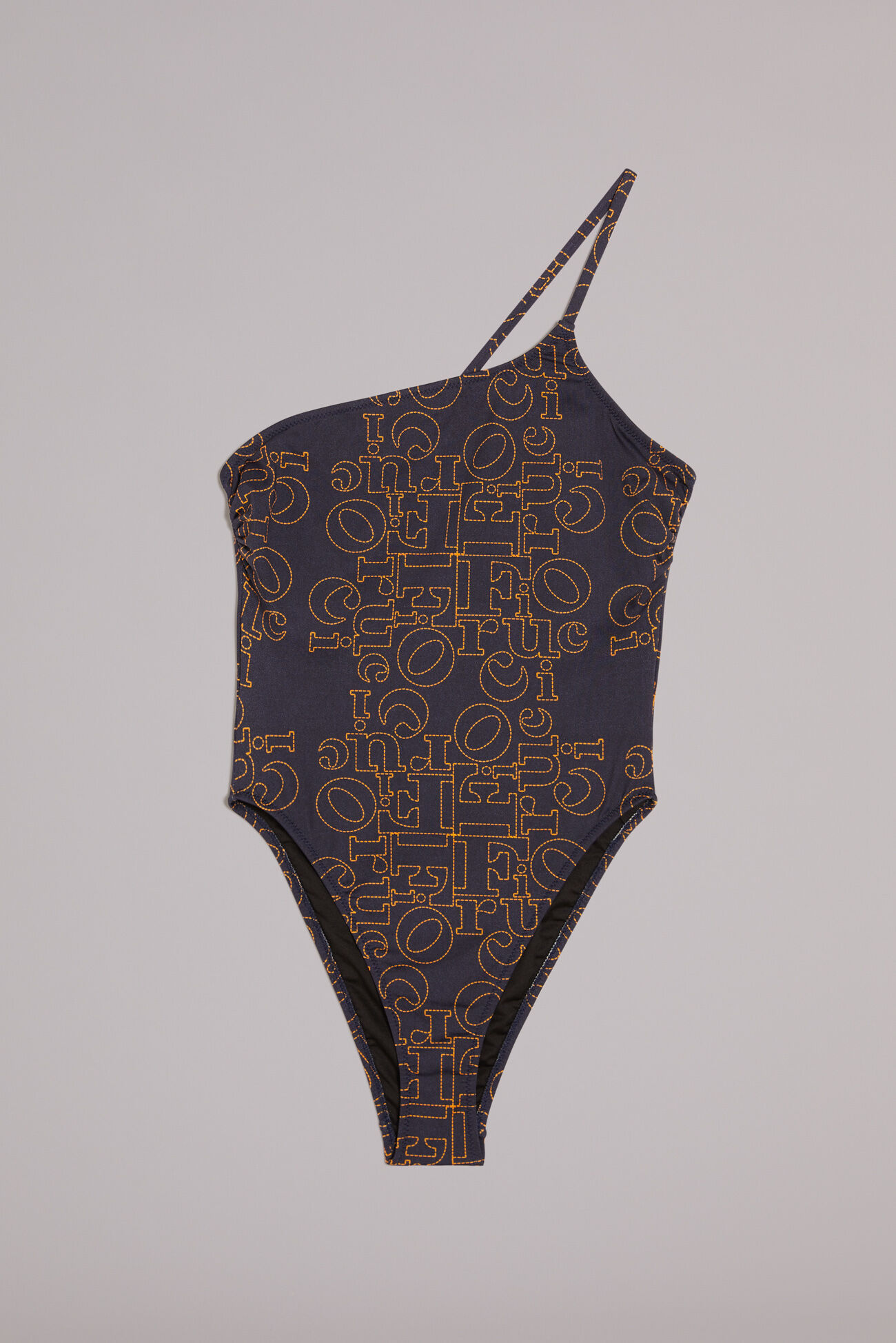Embroidered Denim Print Swimsuit Blue