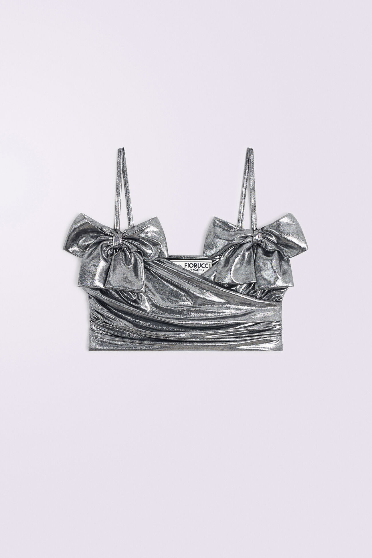 Metallic Bow Bralette Silver