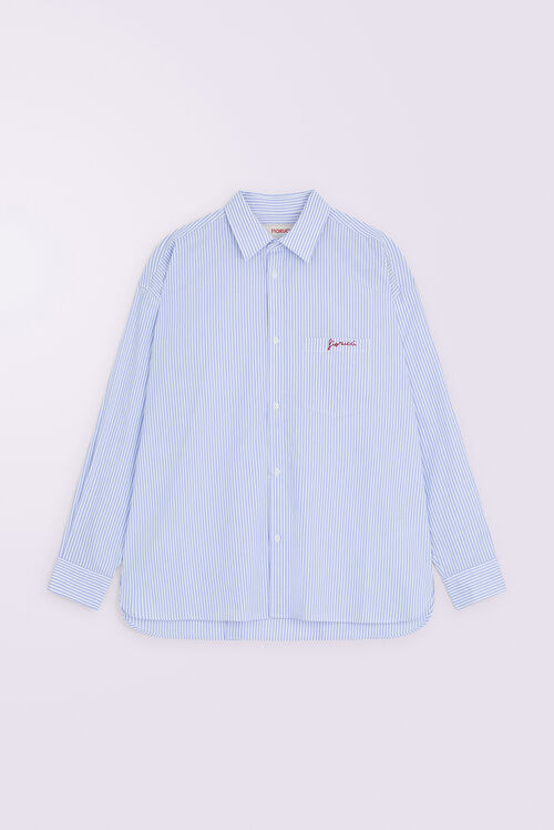 Logo Stripe Shirt Blue