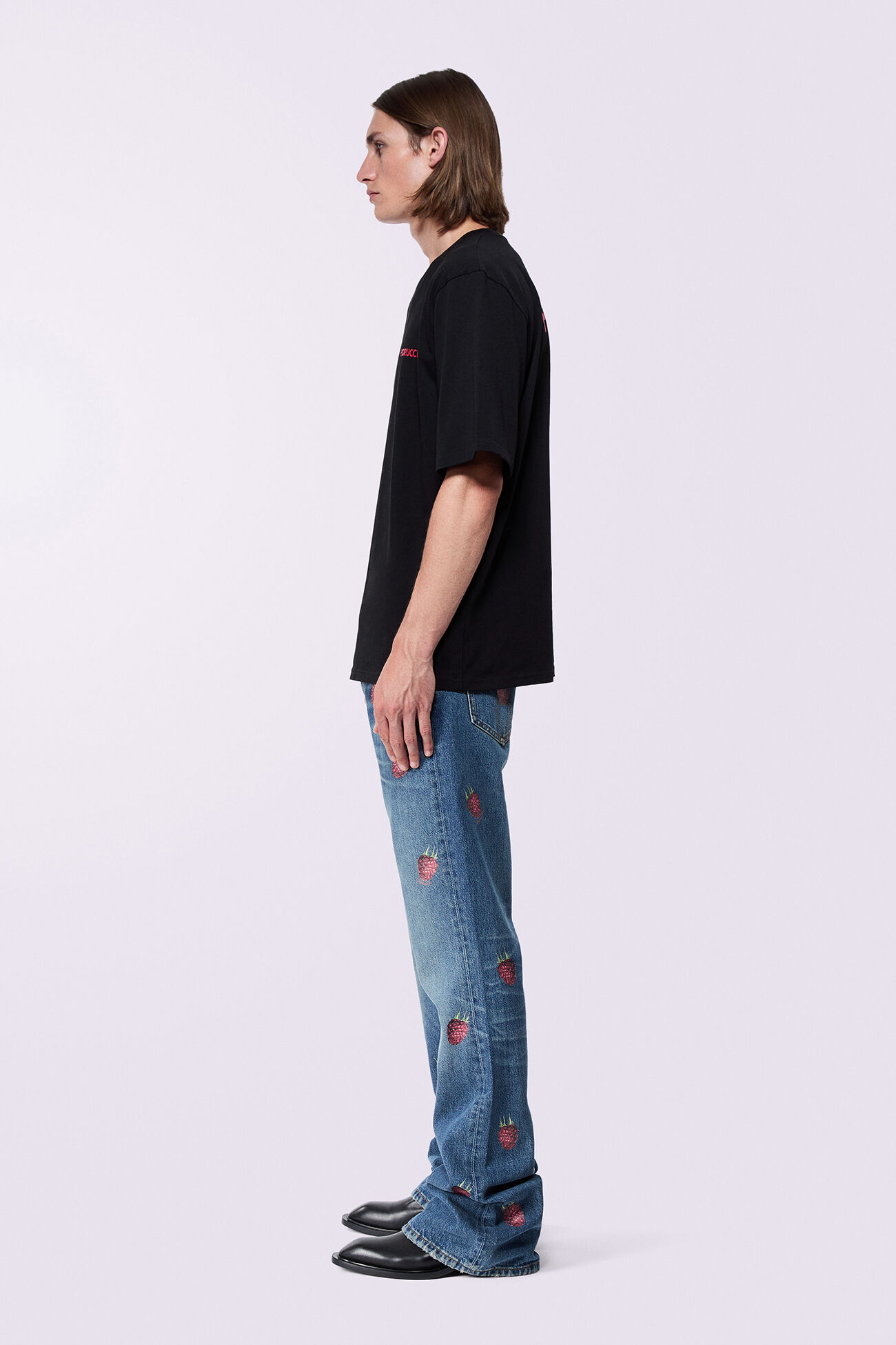 Unisex Raspberry Flare Jeans Mid Blue