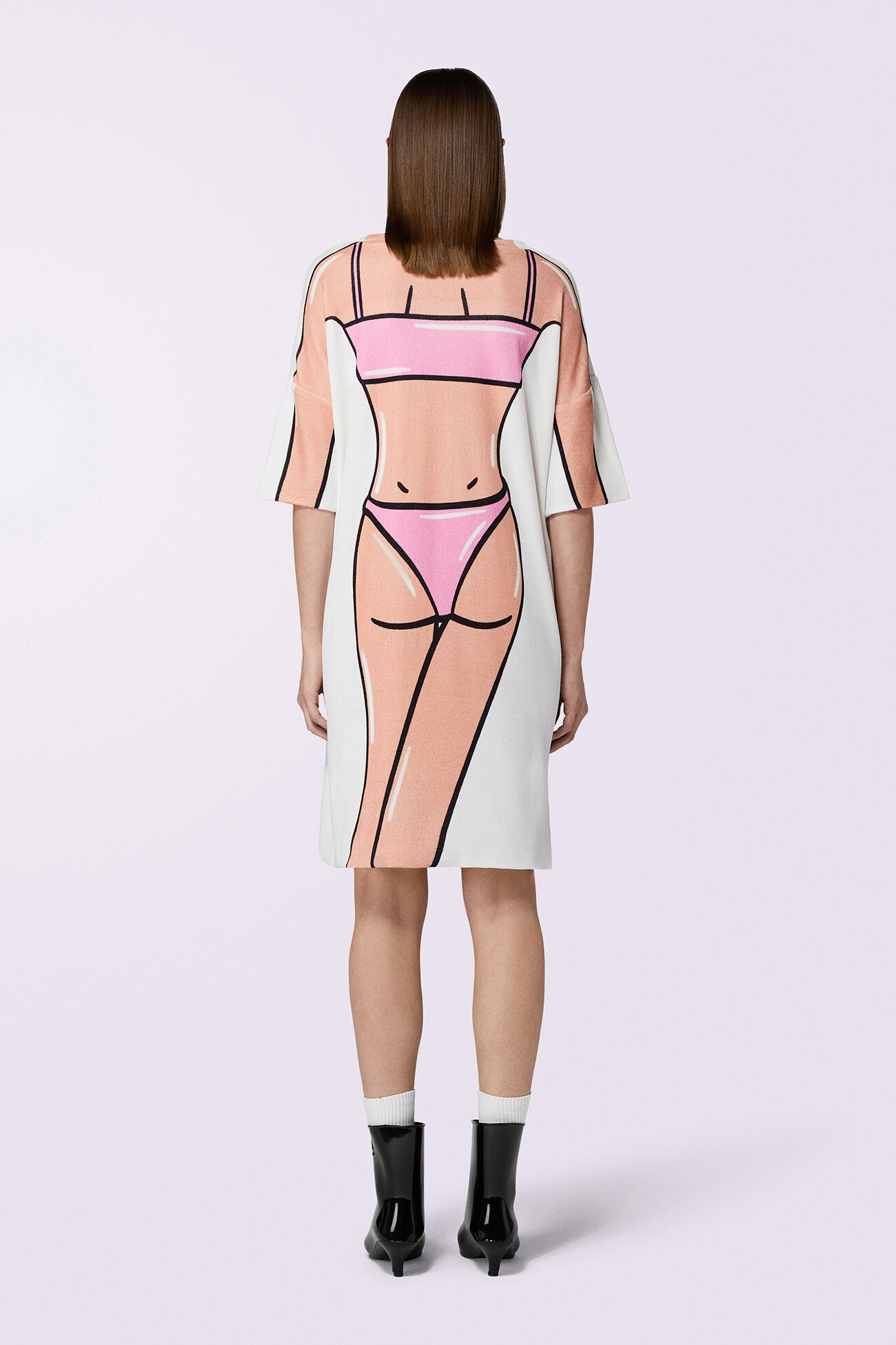 Bikini Print Velour Mini T-Dress Multi