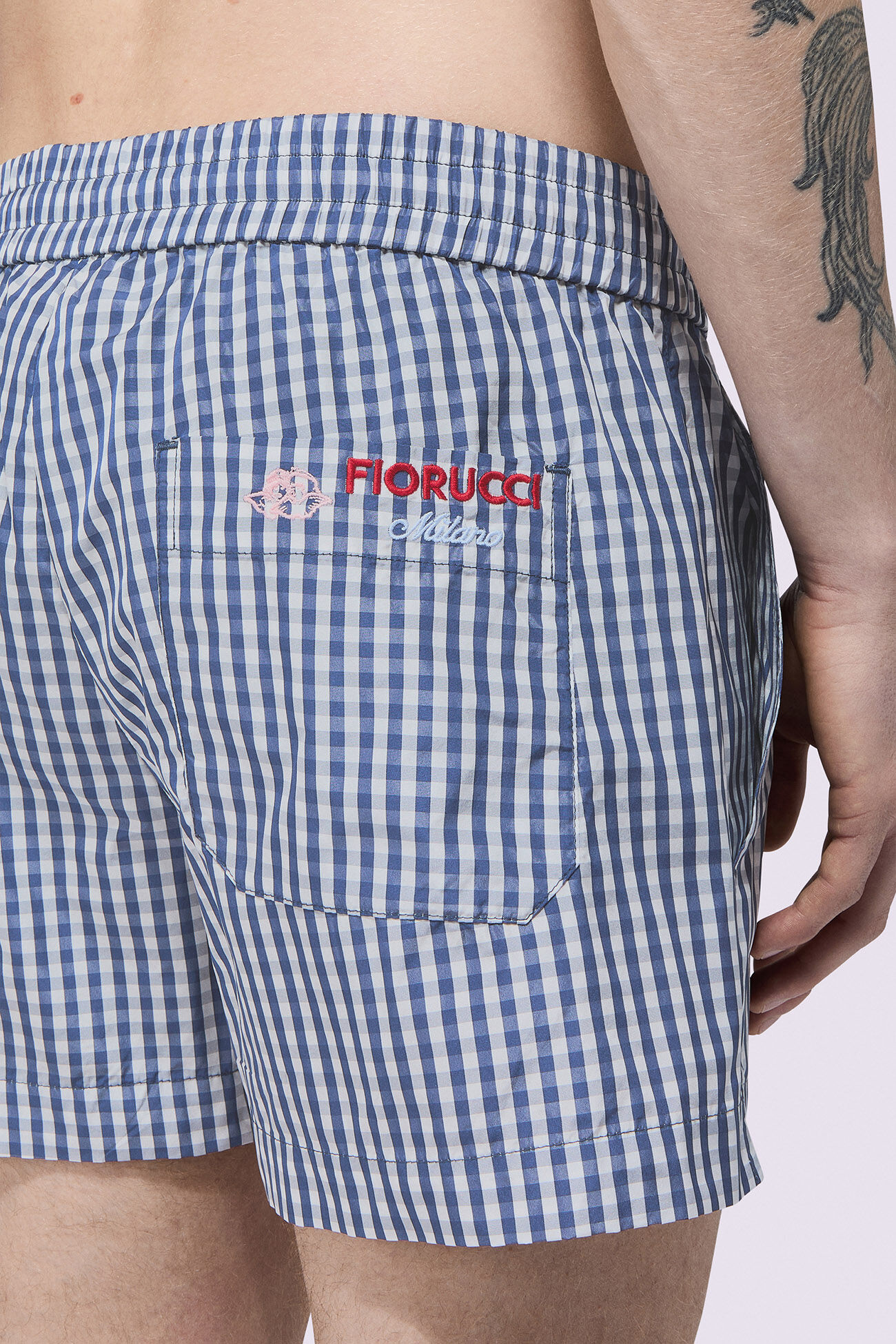Gingham Logo Shorts Blue