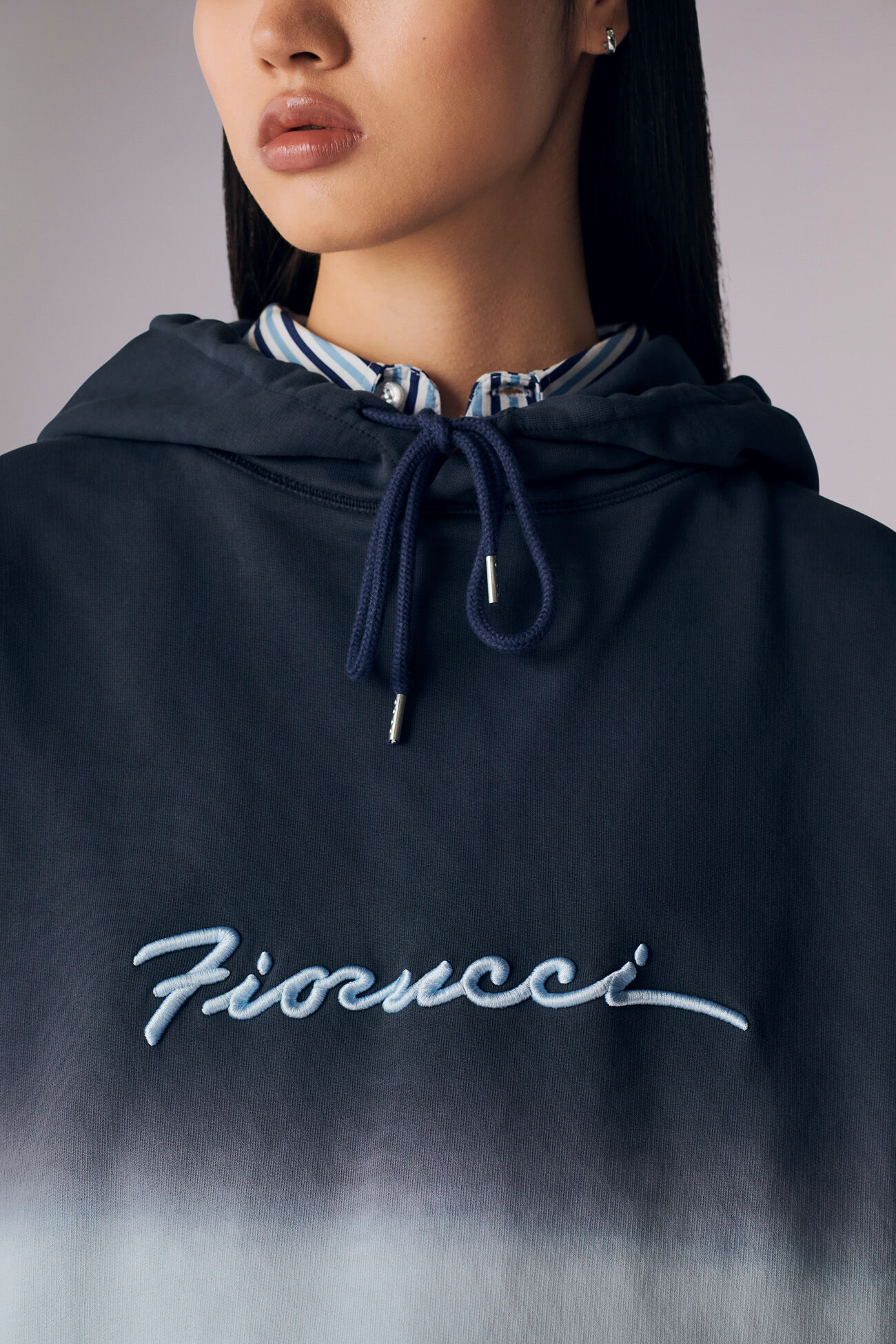 Ombre Squiggle Logo Hoodie Blue