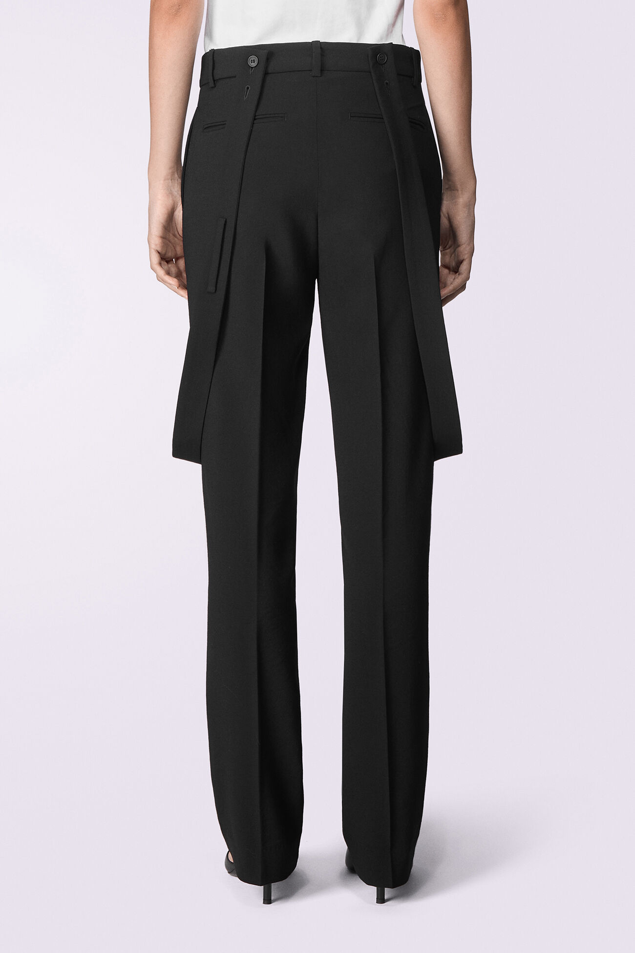 Embroidered Suspender Trousers Black
