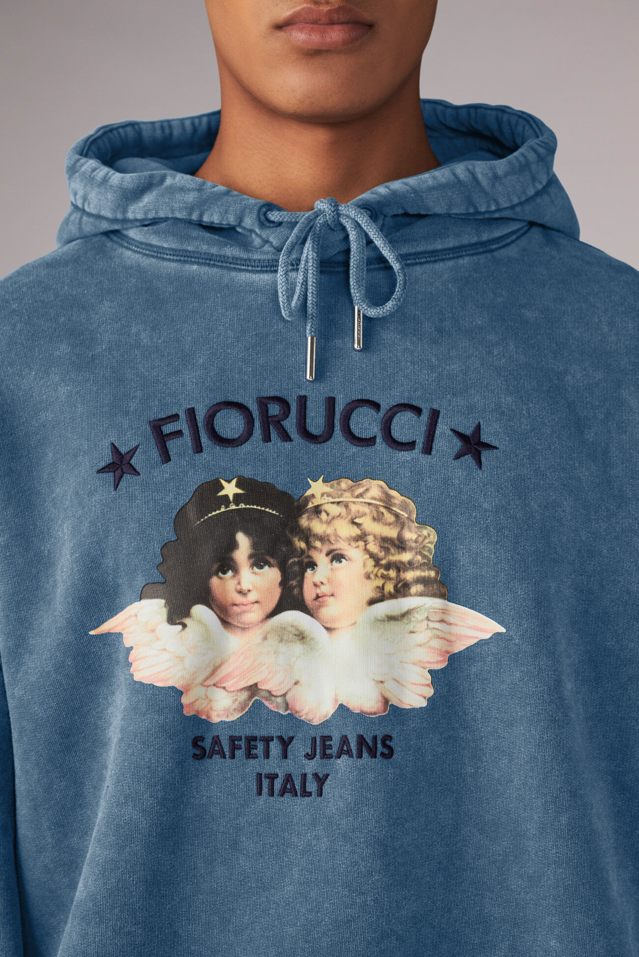 Fiorucci Official Online Store | Safety Angels Hoodie Washed Blue ...