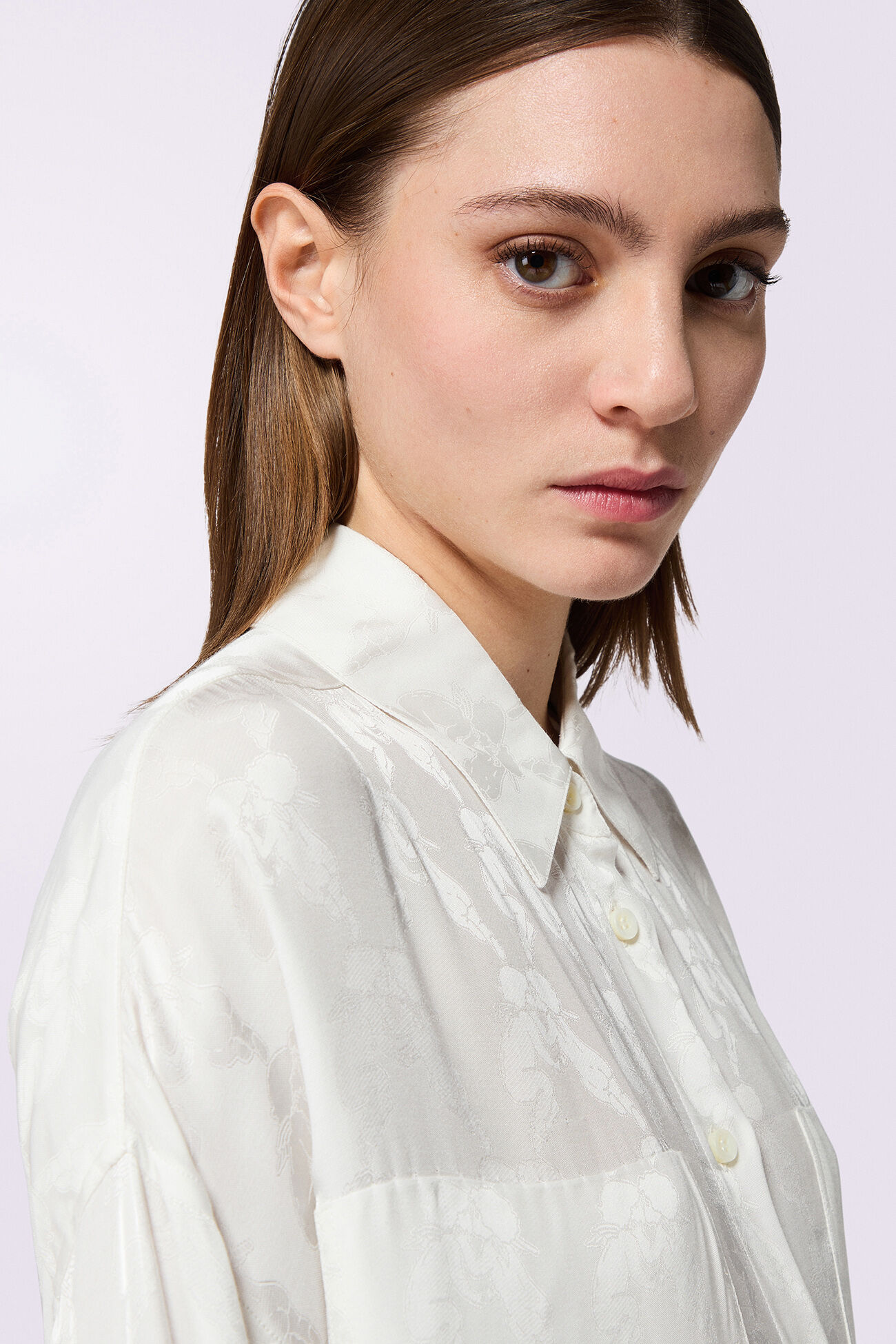 Kissing Angels Jacquard Shirt Dress White