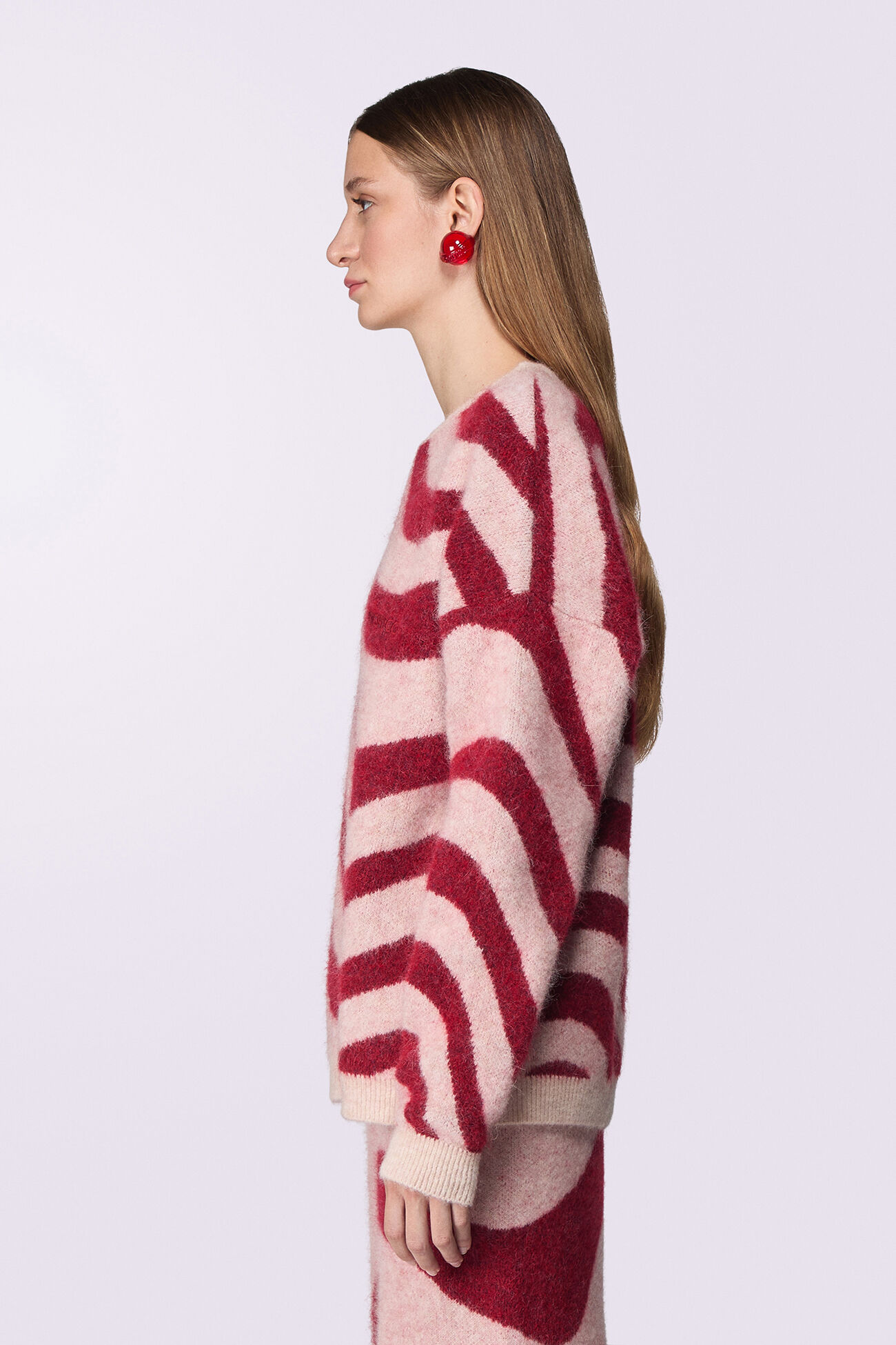 Unisex Candy Stripe Knit Trousers Red