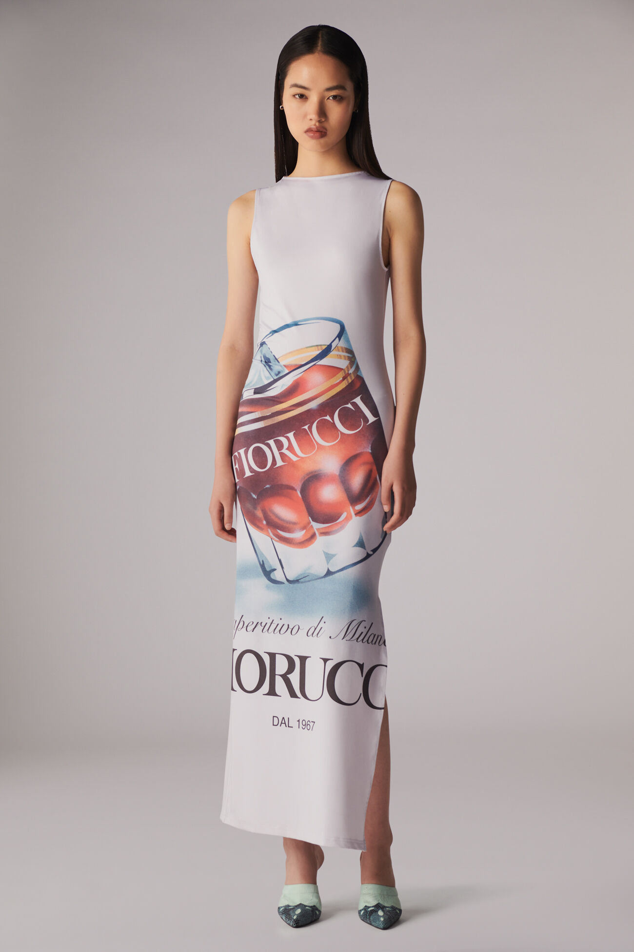 Fiorucci Official Online Store | L'aperitivo Graphic Maxi Dress White ...