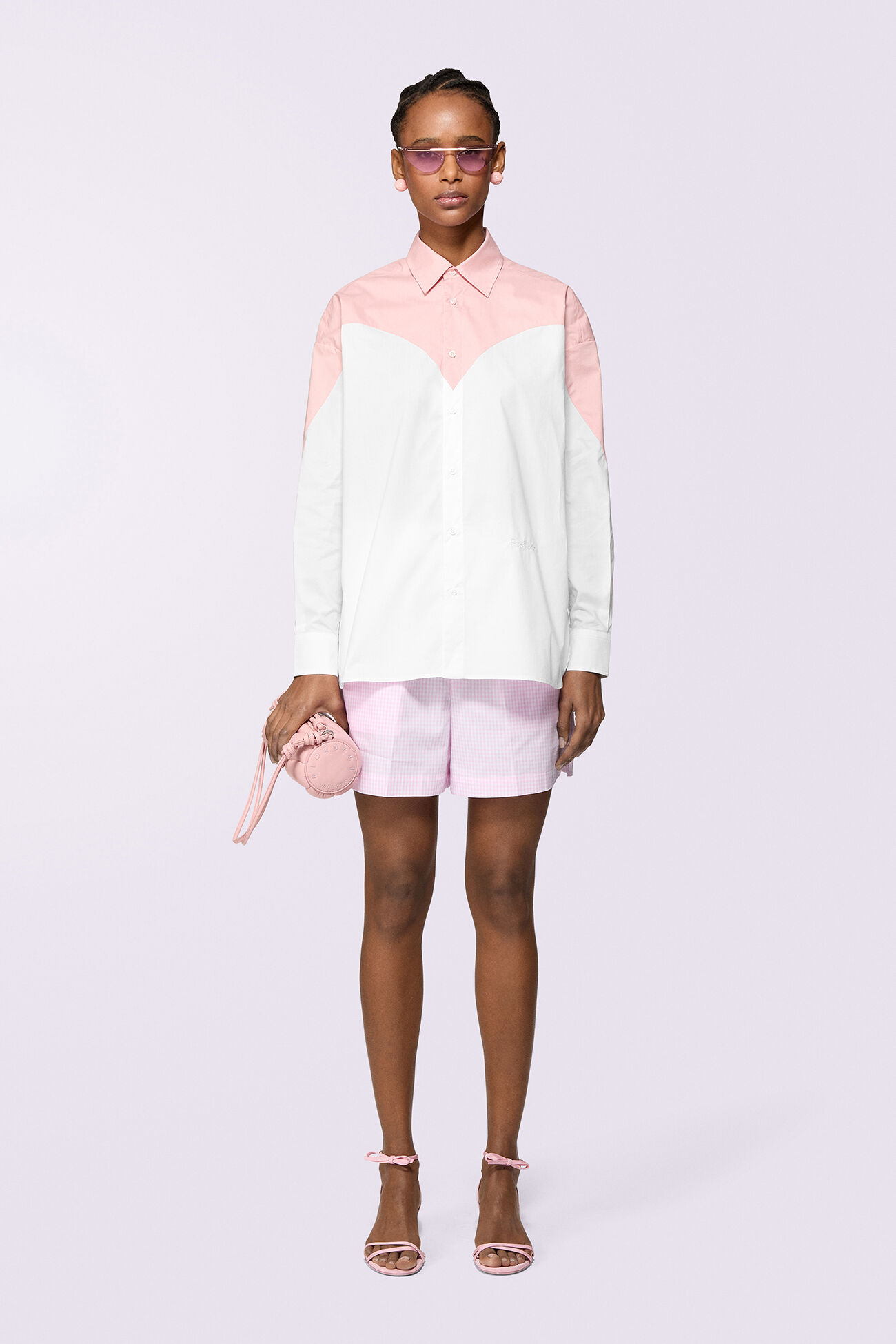 Unisex Embroidered Heart Shirt Pink