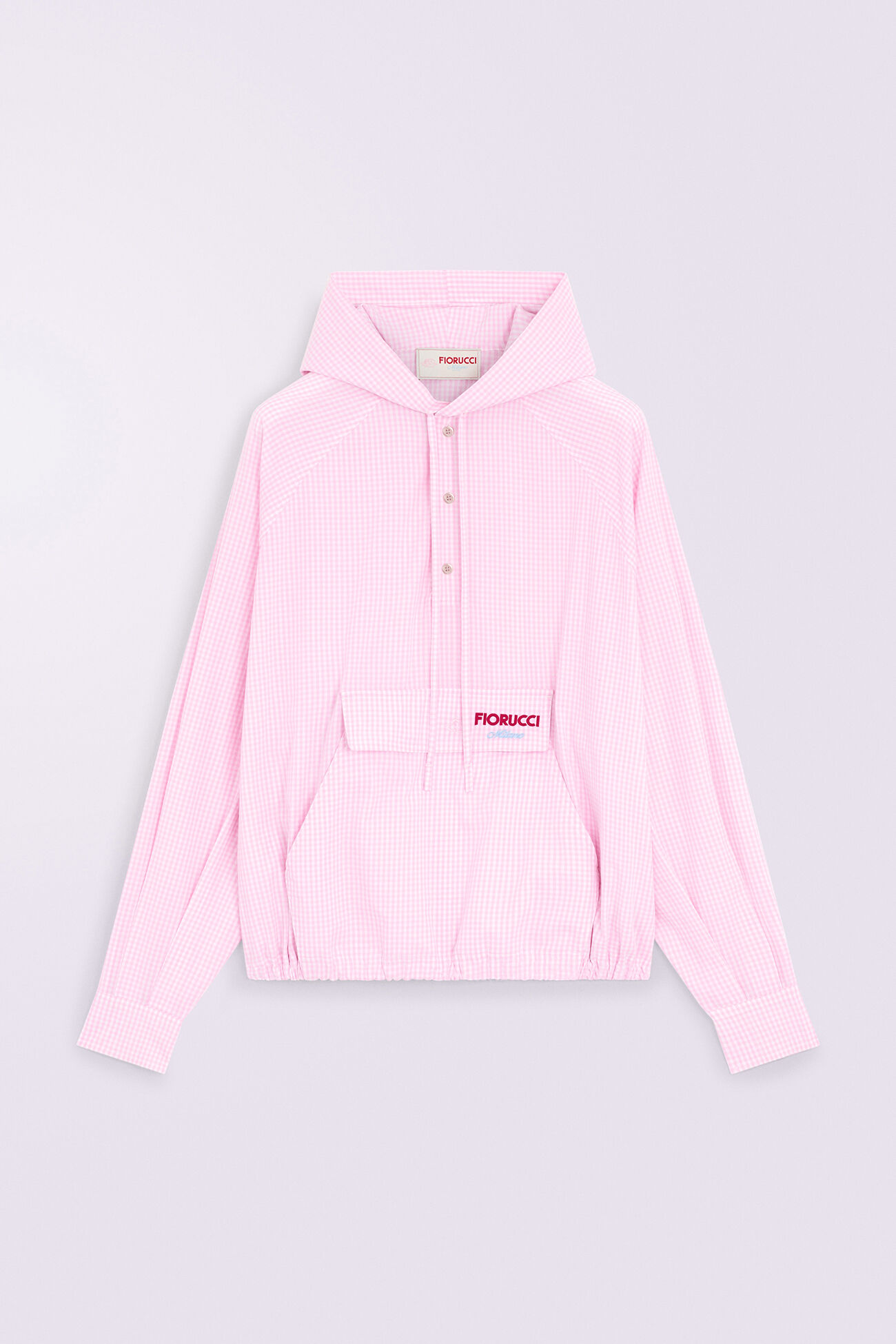 Gingham Logo Hoodie Shirt Pink