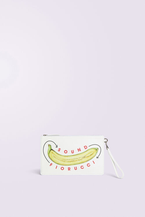 Banana Sound Print Pouch White