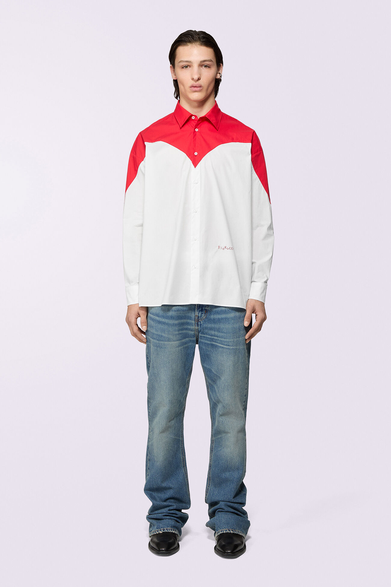 Unisex Embroidered Heart Shirt Red