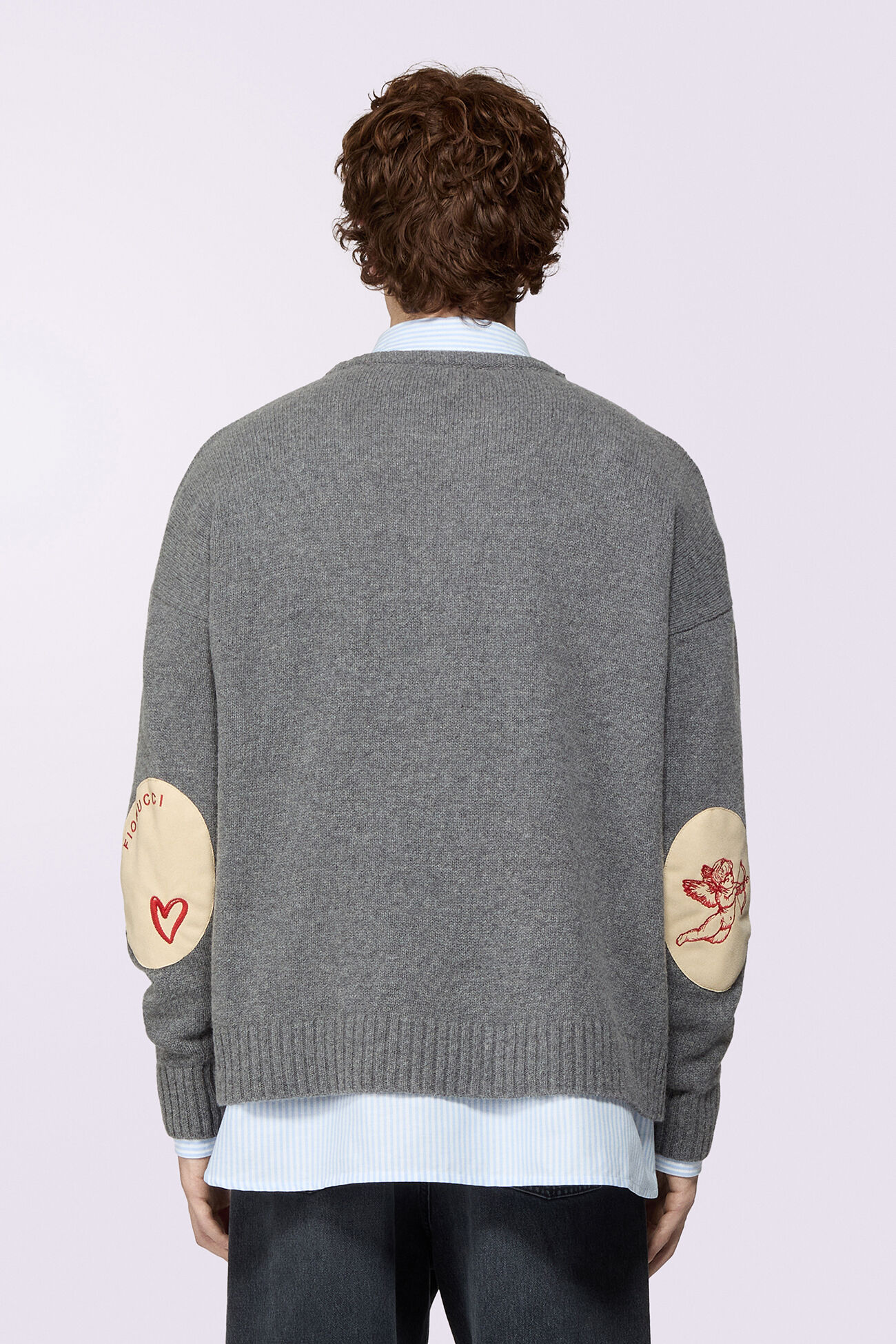 Cupid Patch Knit Jumper Grey
