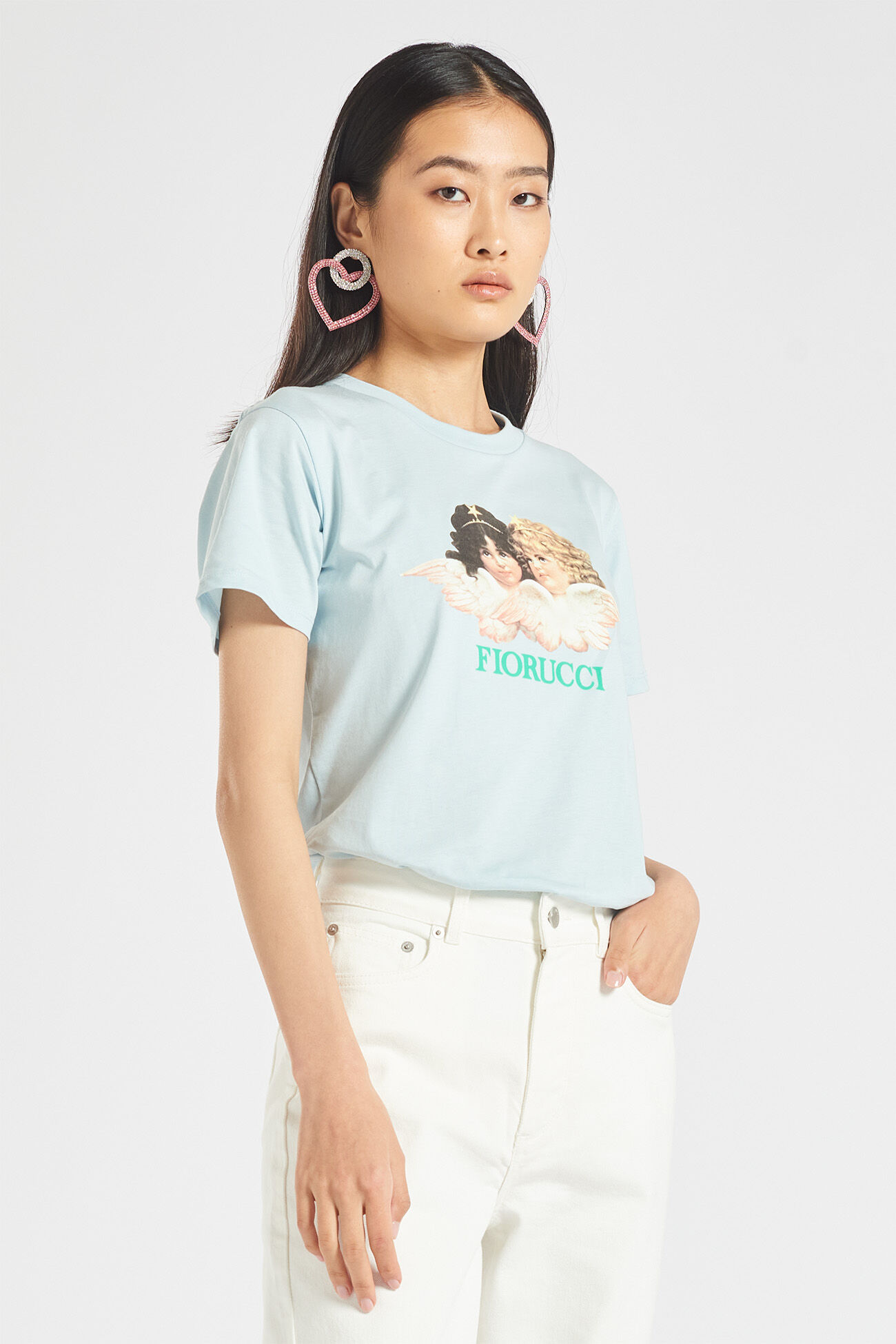 Fiorucci Official Online Store | Vintage Angels T-Shirt Pale Blue