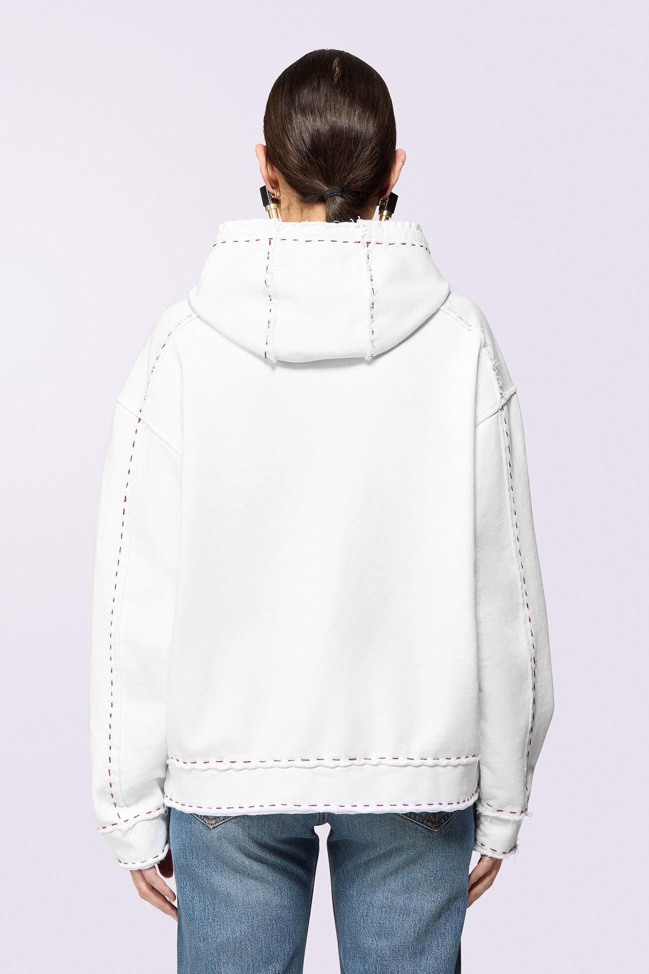 Stitch Logo Hoodie White