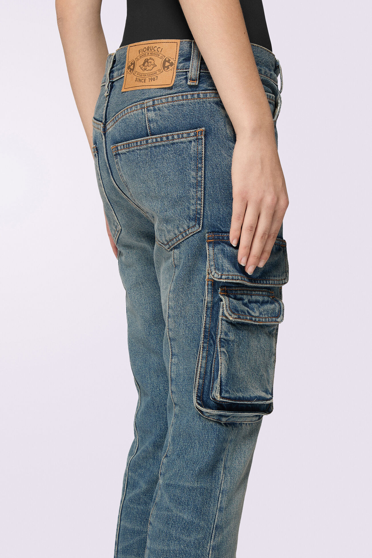 Unisex Multipocket Flare Jeans Mid Blue