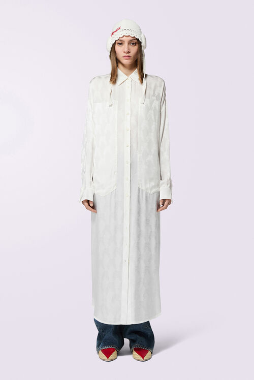 Kissing Angels Jacquard Shirt Dress White