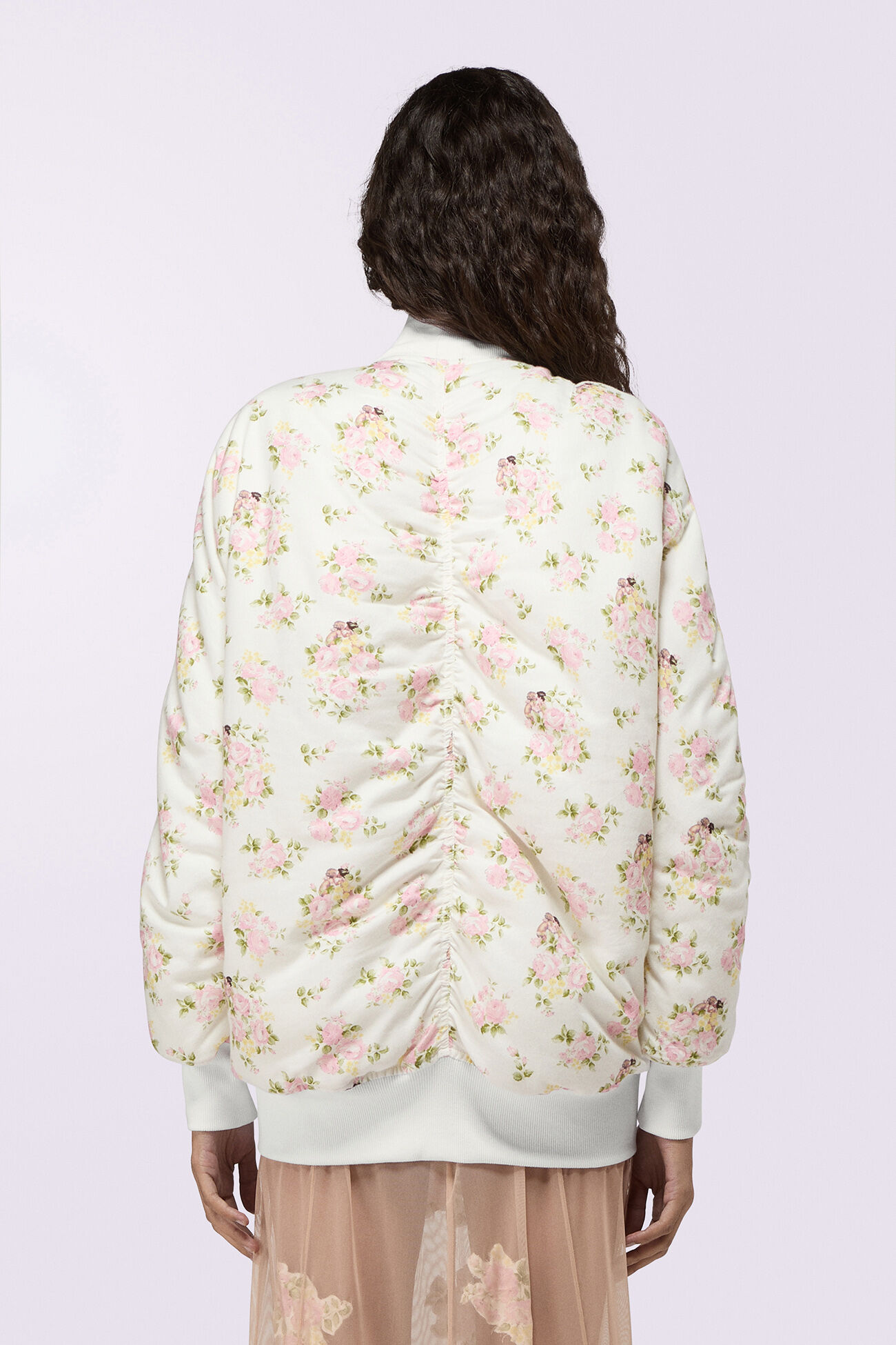 Floral Angel Bomber Jacket White