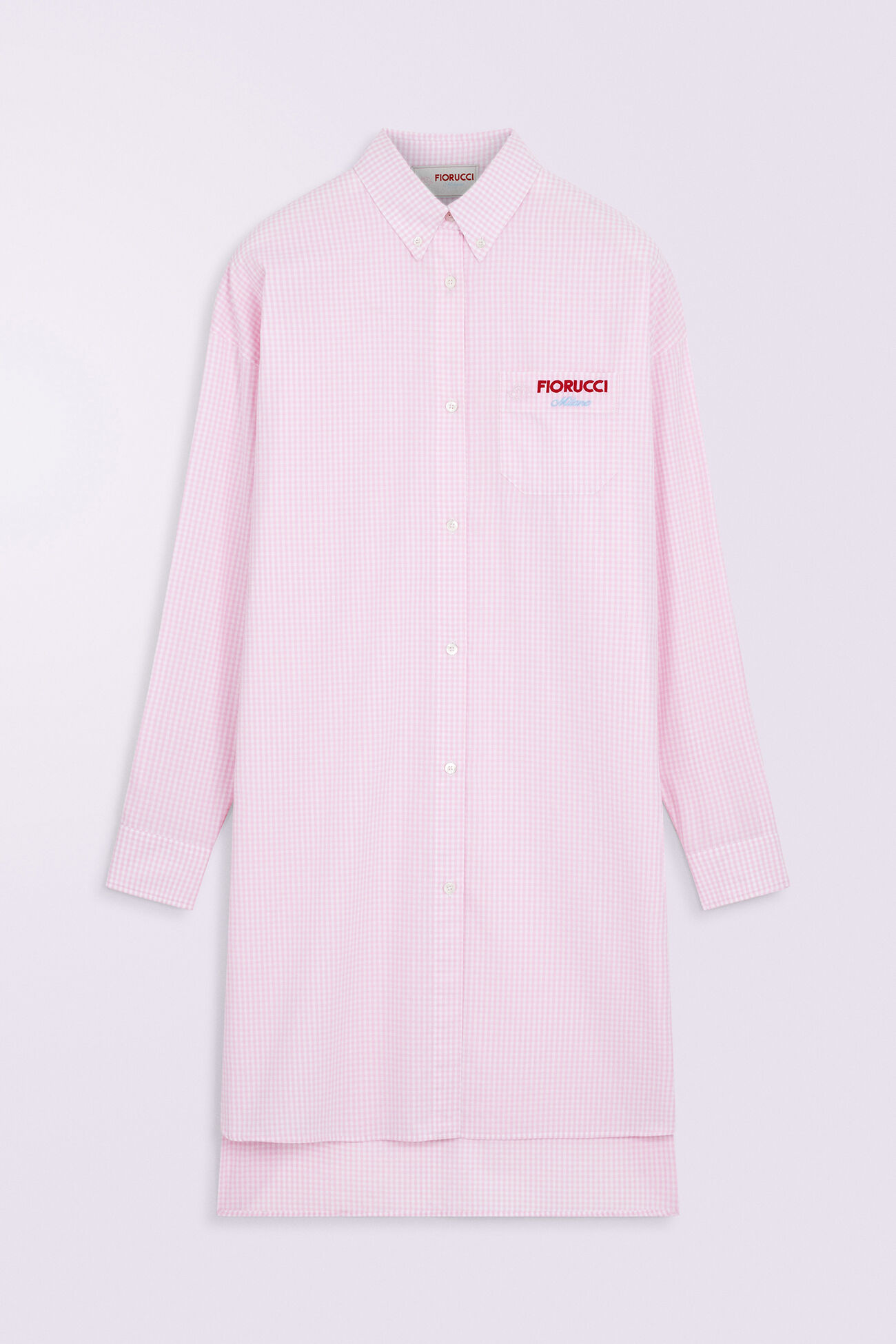 Gingham Midi Shirt Dress Pink