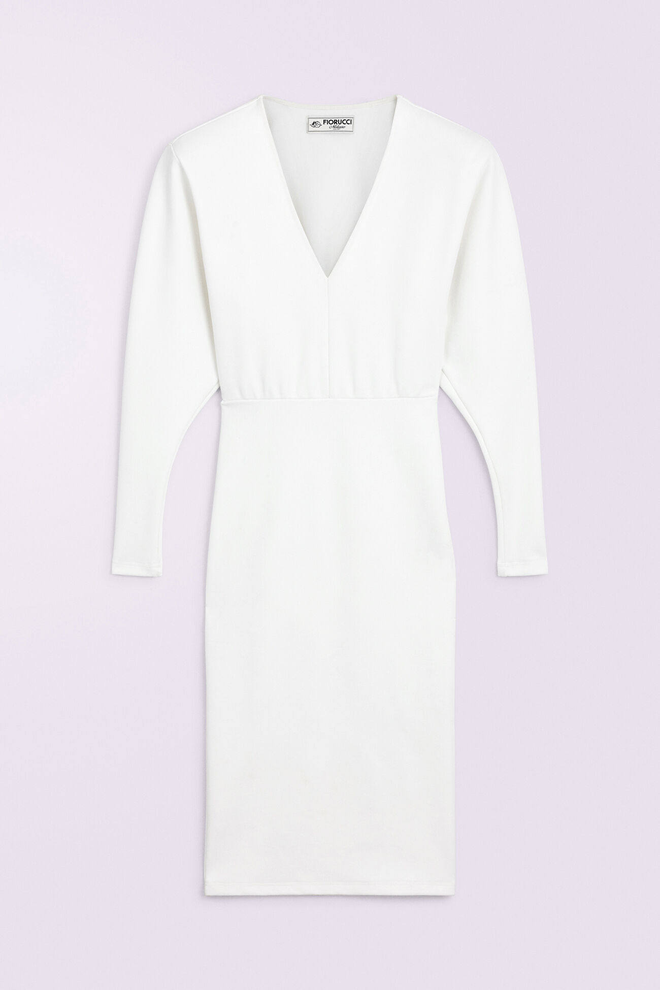 Puff Sleeve Jersey Midi Dress White