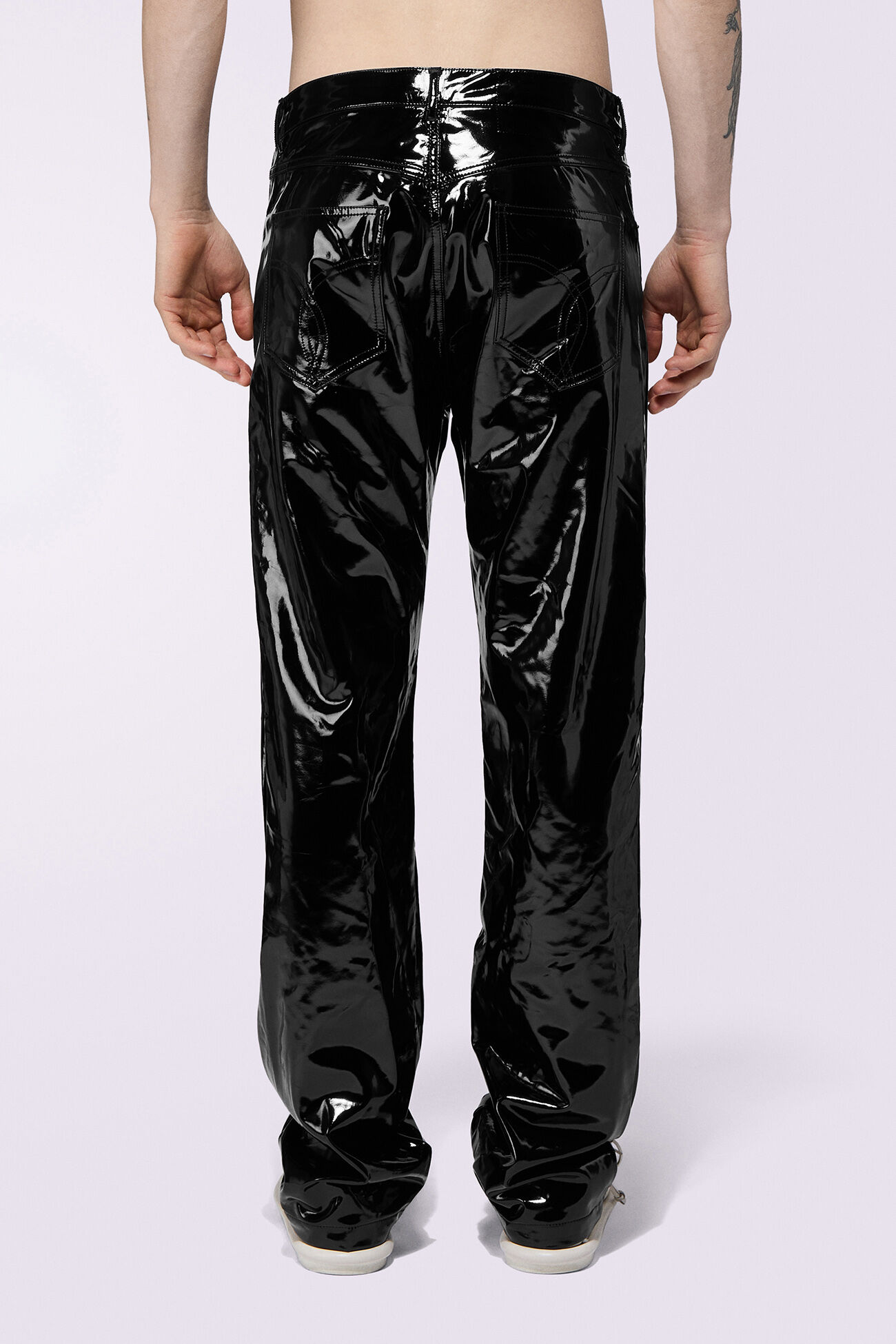 Straight Fit Vinyl Trousers Black