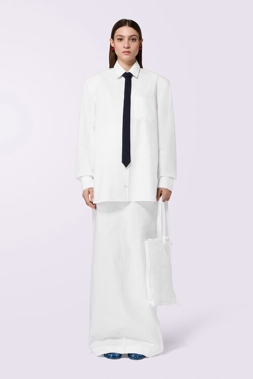 Embroidered Padded Shirt White
