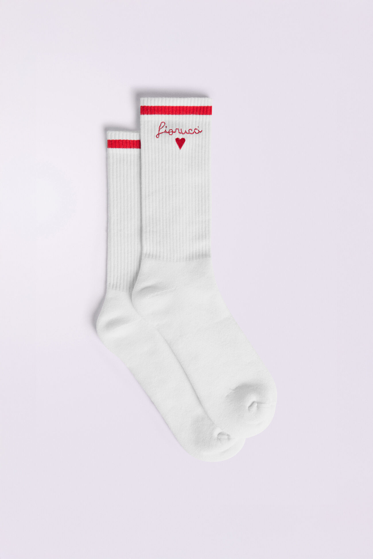 Embroidered Heart Socks White