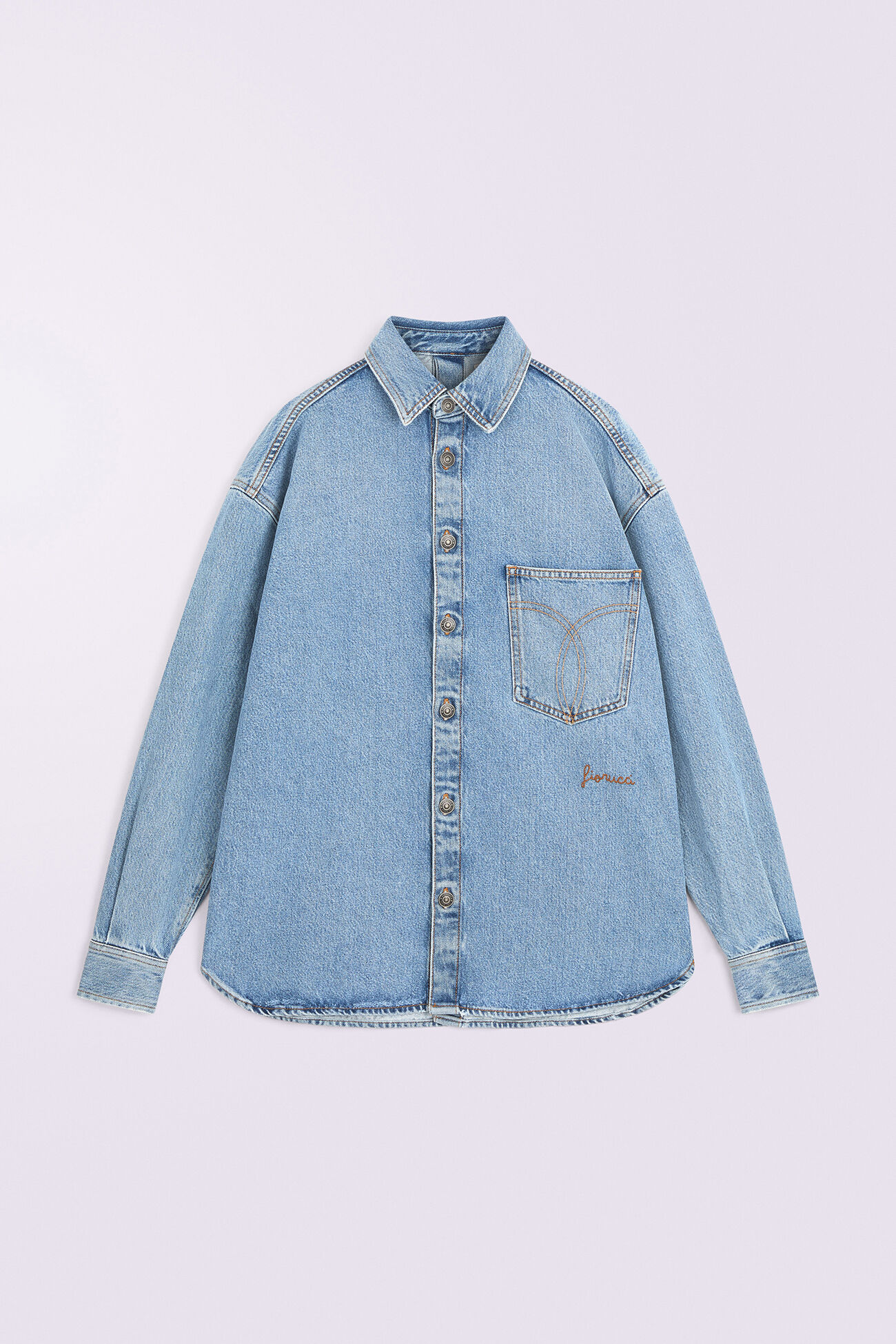 Open Back Denim Shirt Light Blue