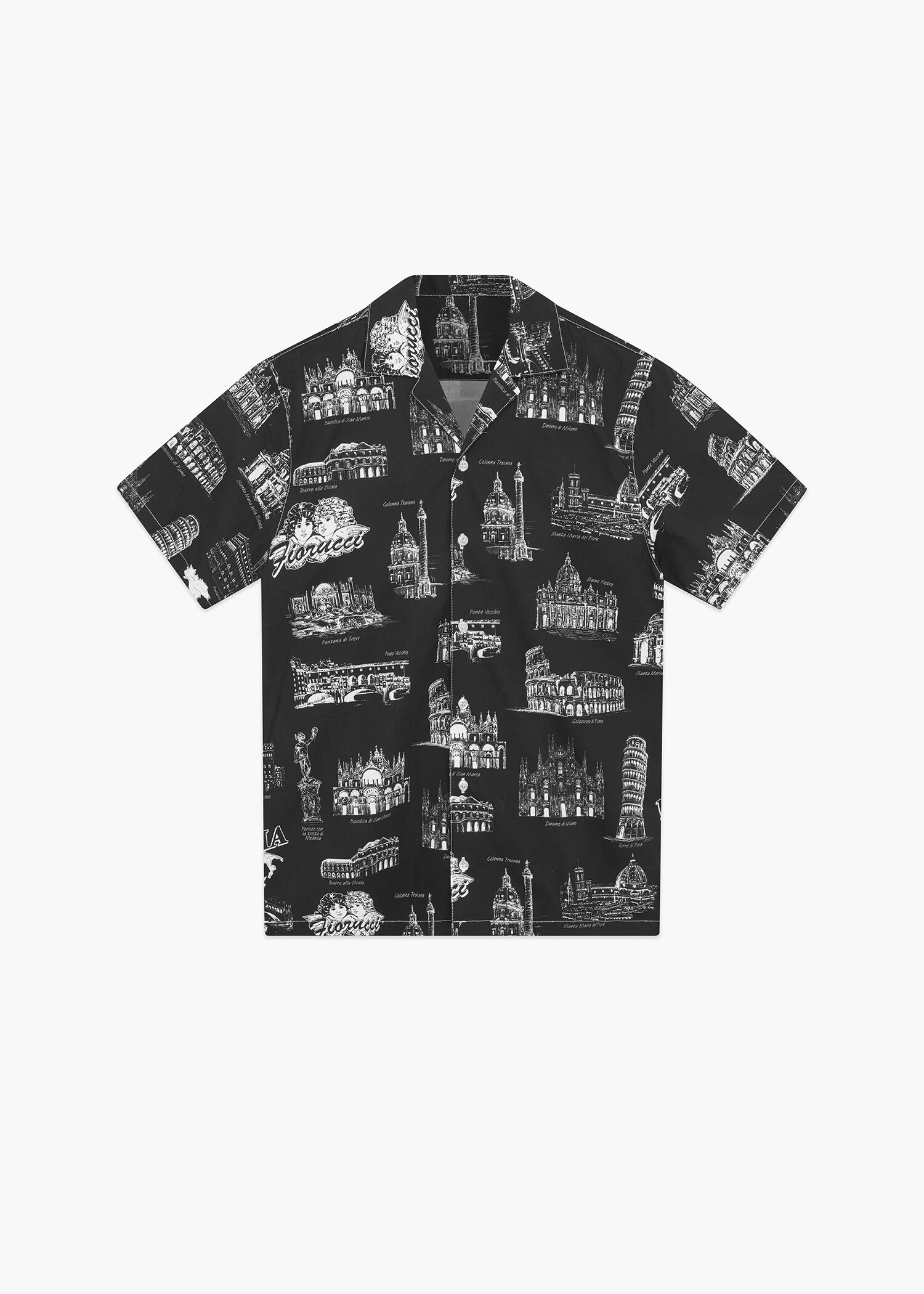 City Print Bowling Shirt Black