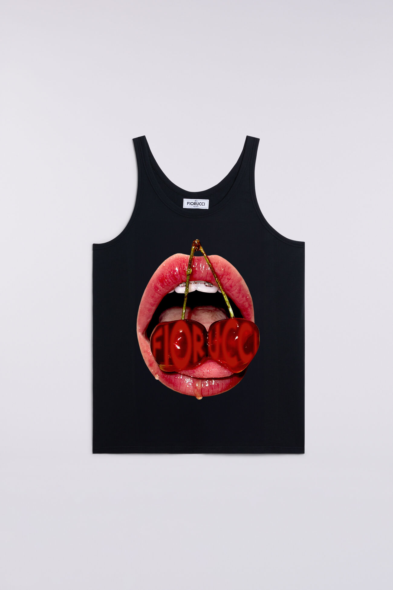 Cherry Mouth Graphic Mini Dress Black
