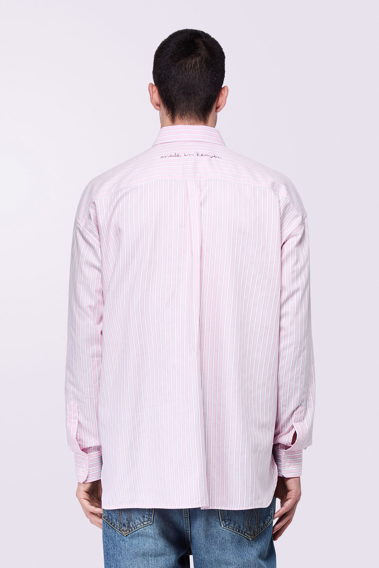 Embroidered Angels Stripe Shirt Pink