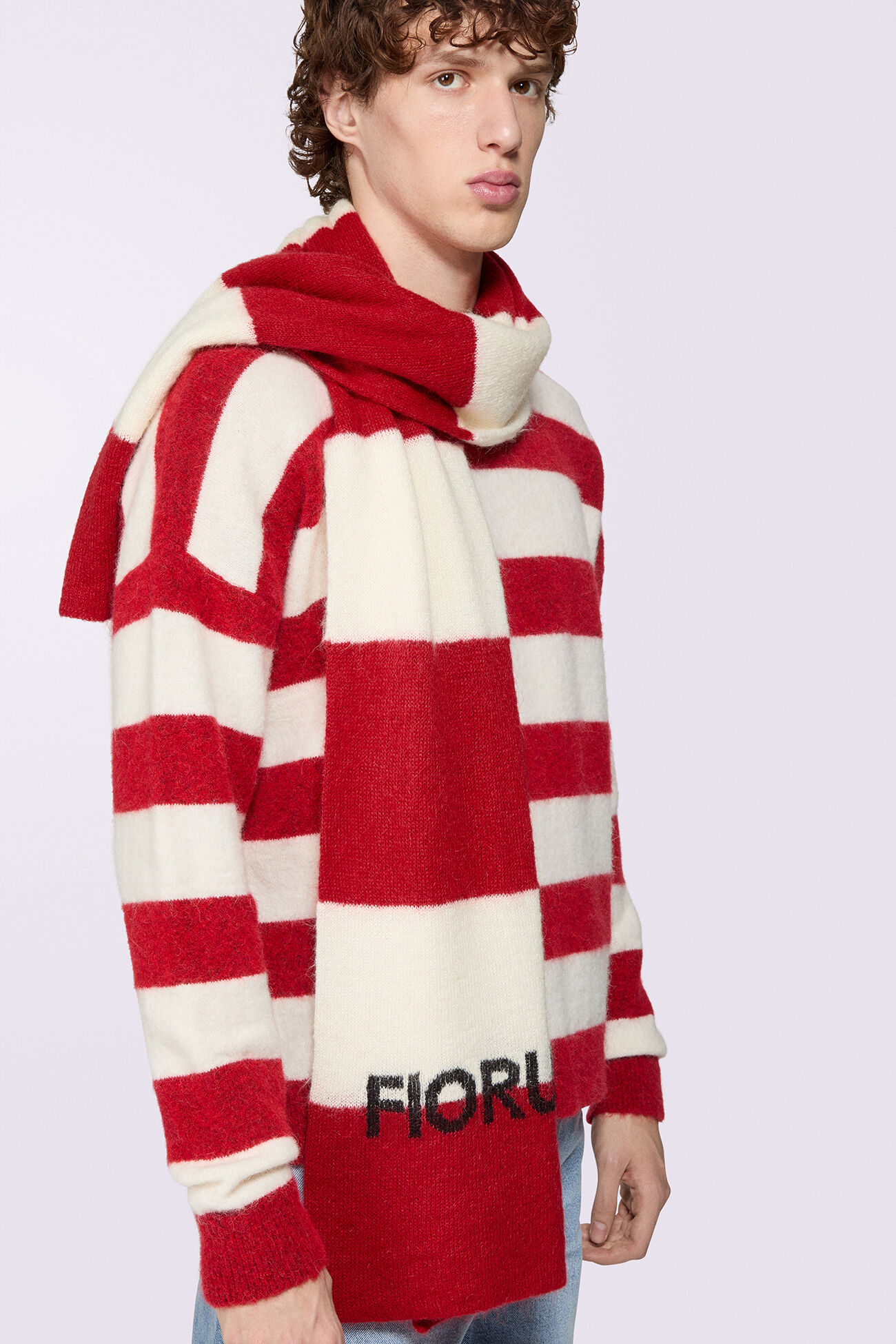 Stripe Logo Scarf Red